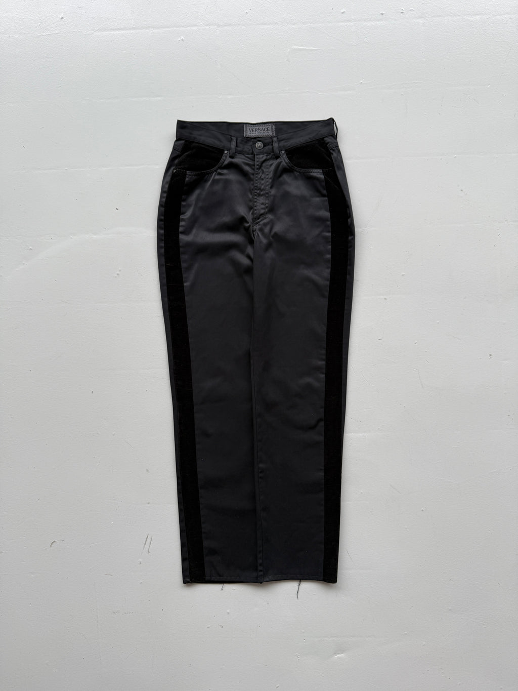Black Versace Y2K Vintage Low Rise Trousers - W29 x L29