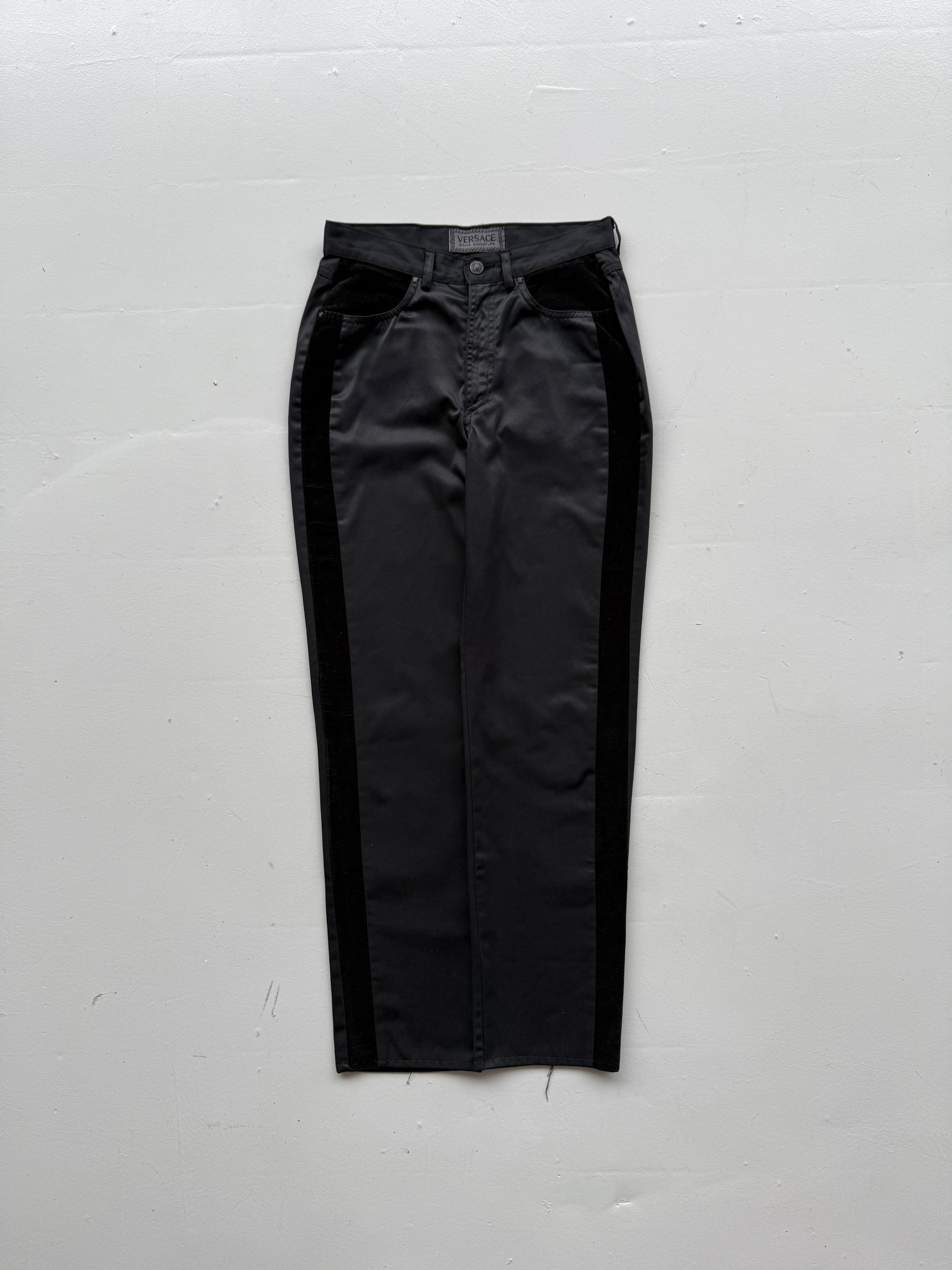 Black Versace Y2K Vintage Low Rise Trousers - W29 x L29