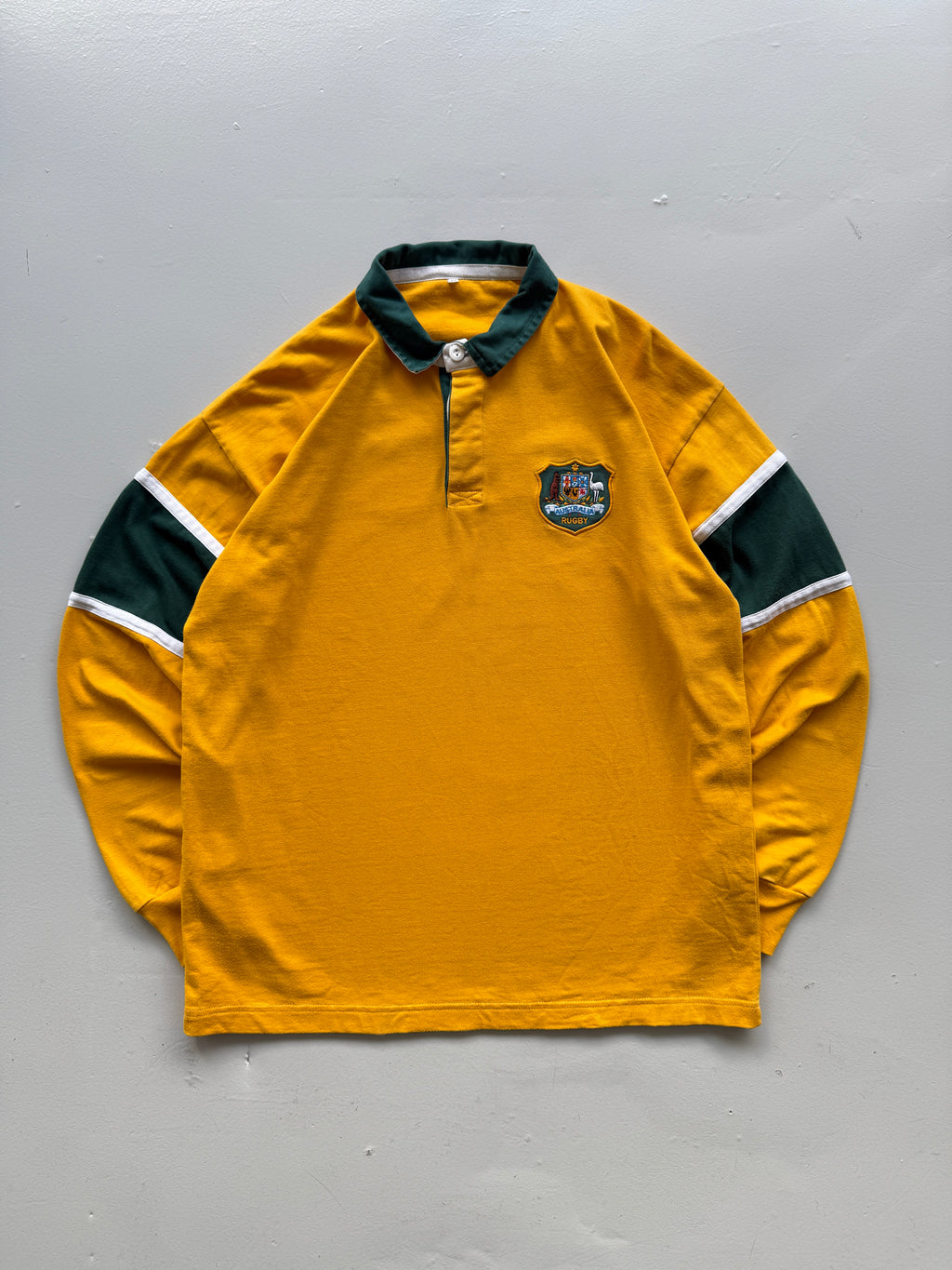 Yellow Australian Rugby Jersey Vintage Long Sleeve Replica - Oversized Medium