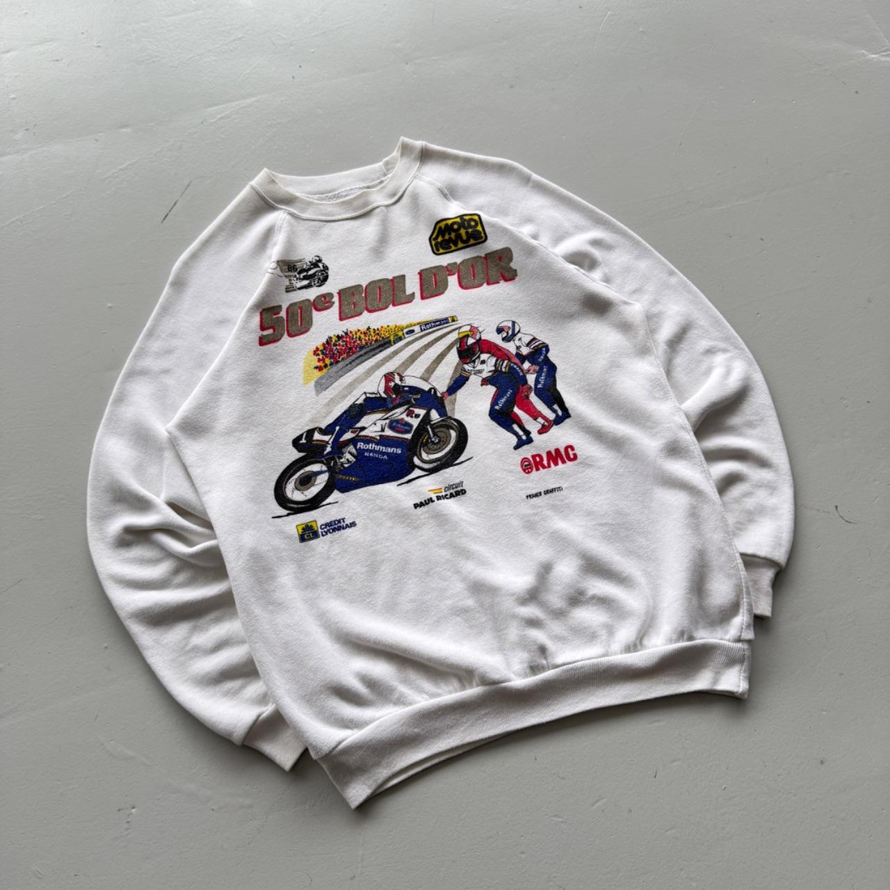 White Mortorcycle Racing 90’s Vintage Graphic Sweatshirt - Small