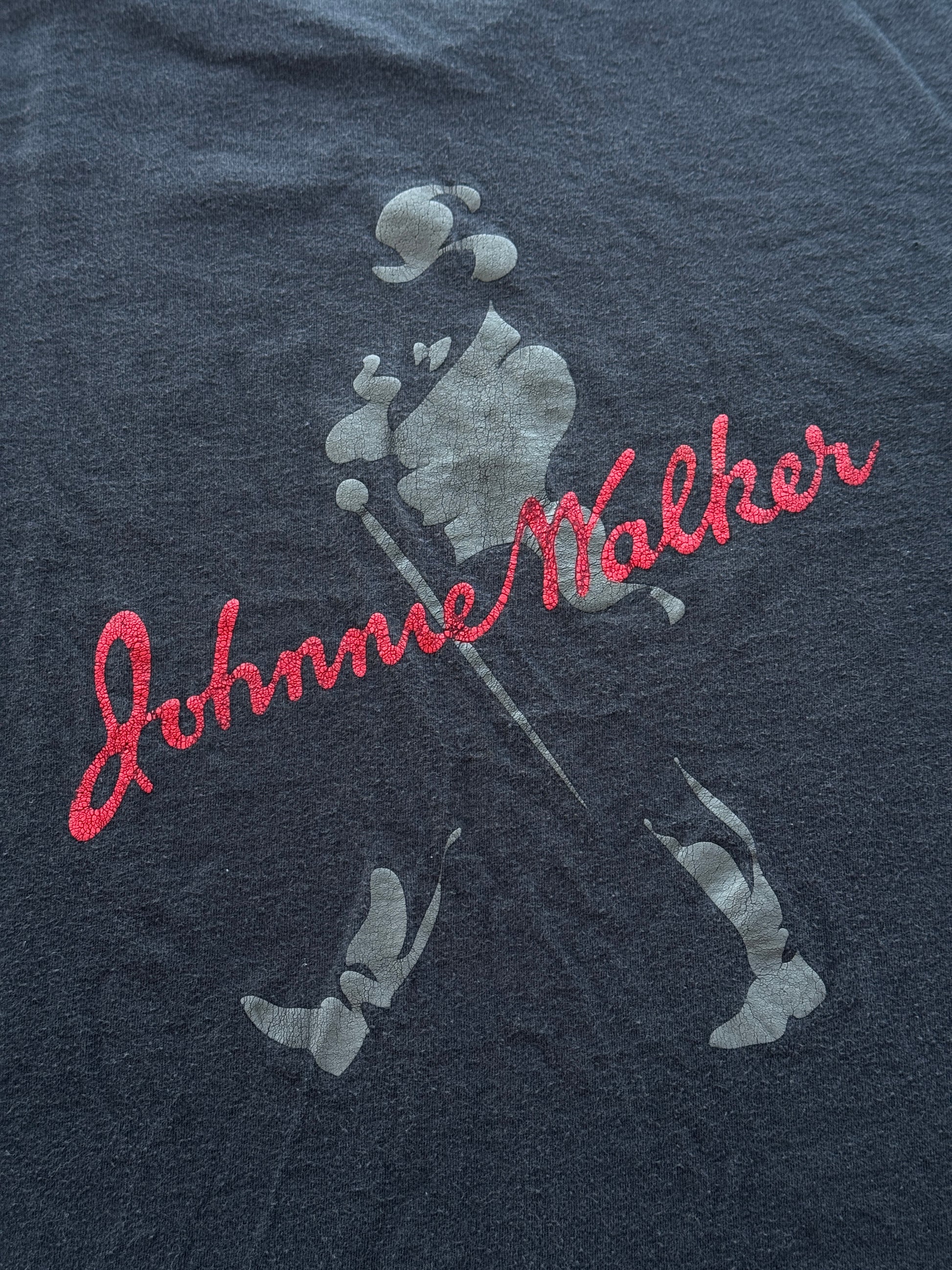 Black Johnnie Walker Whisky 90's Vintage Graphic T-Shirt - Large