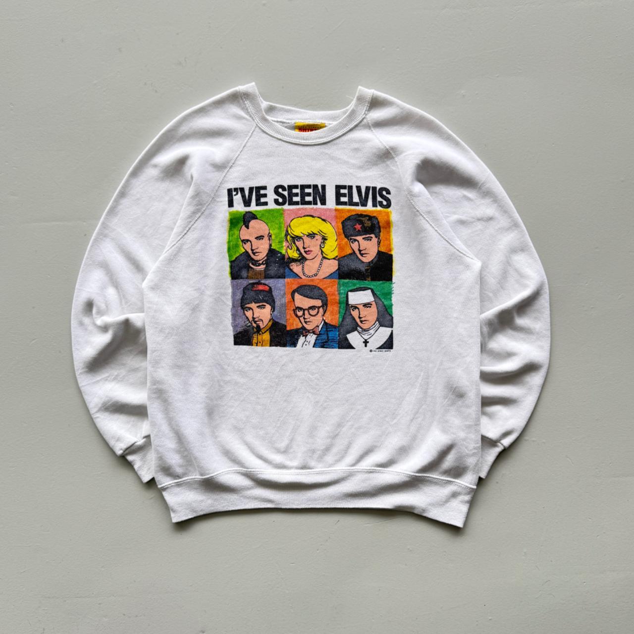 White I've Seen Elvis 90’s Vintage Graphic Sweatshirt - Large