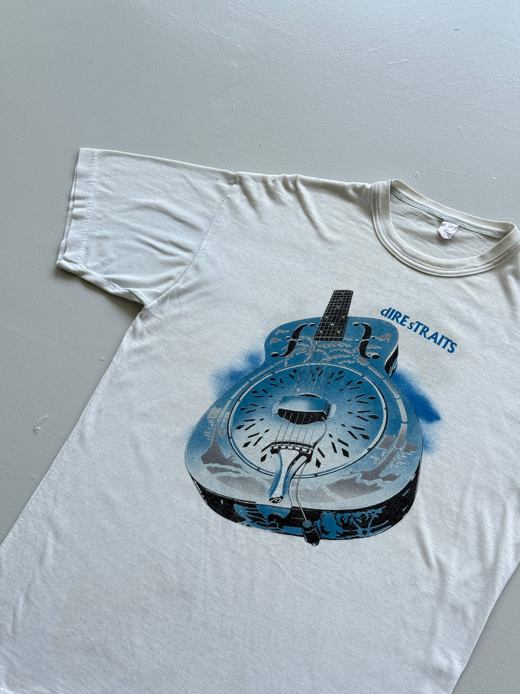White Dire Straits 80's Vintage Single Stitch Graphic Band Tour T-Shirt - Medium
