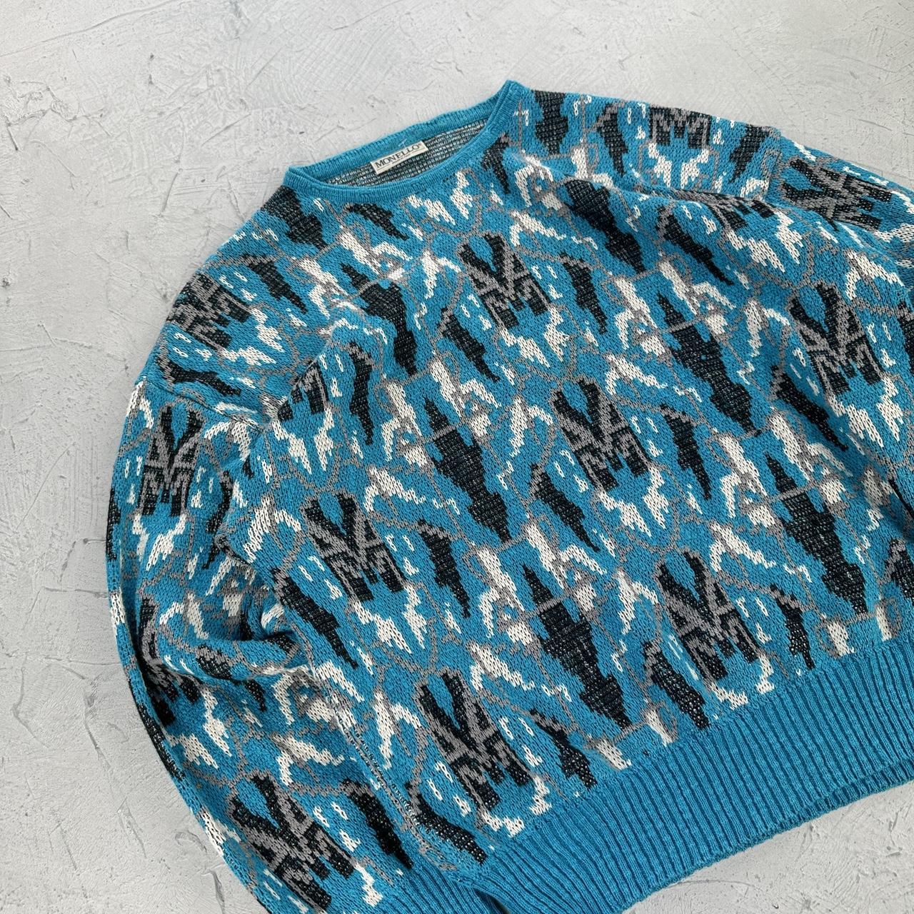 Blue 90's Woollen Knitted Sweatshirt - Medium