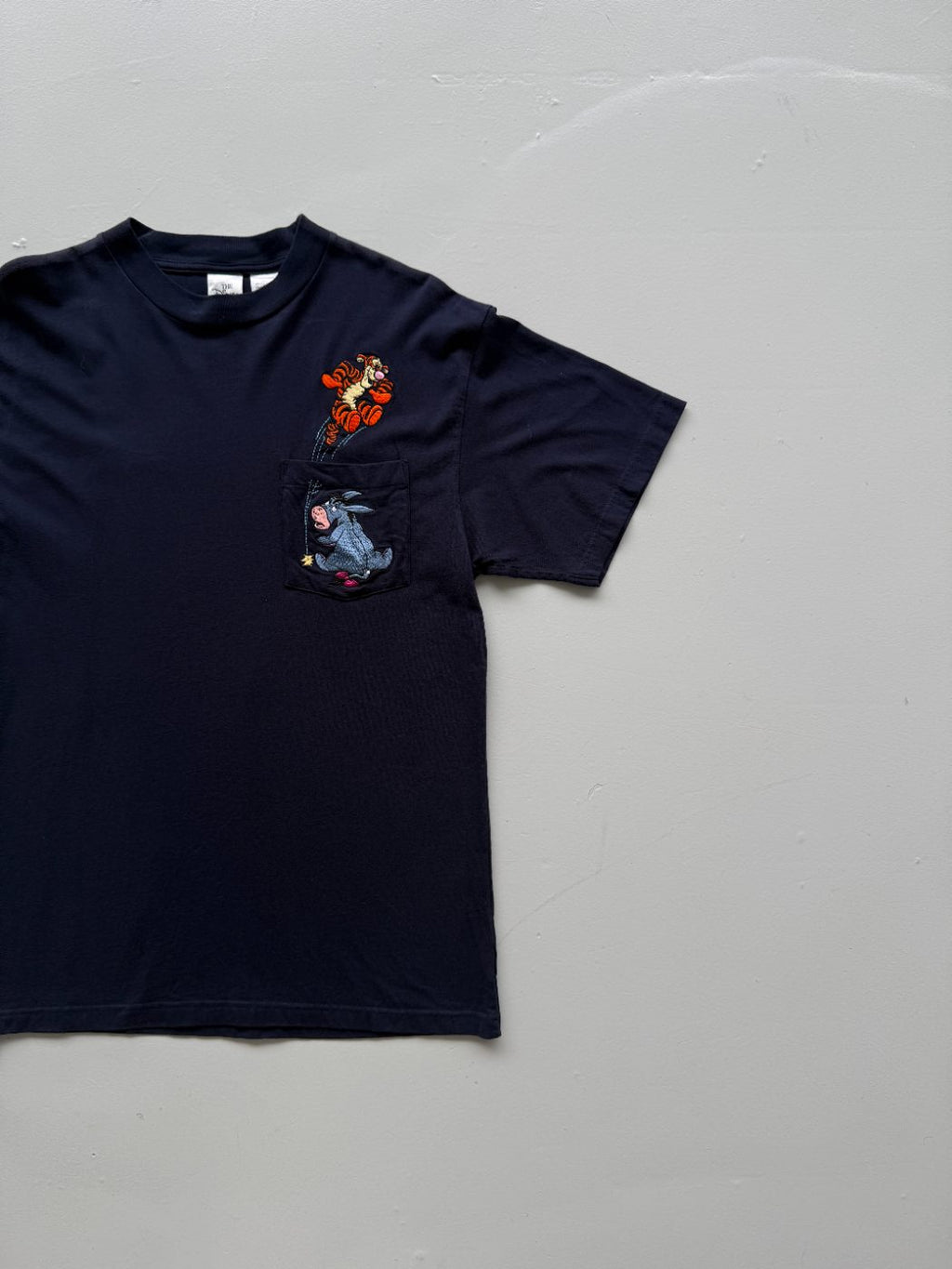 The Disney Store Eeyore & Tigger Embroidered 90's Vintage Pocket T-Shirt - Large