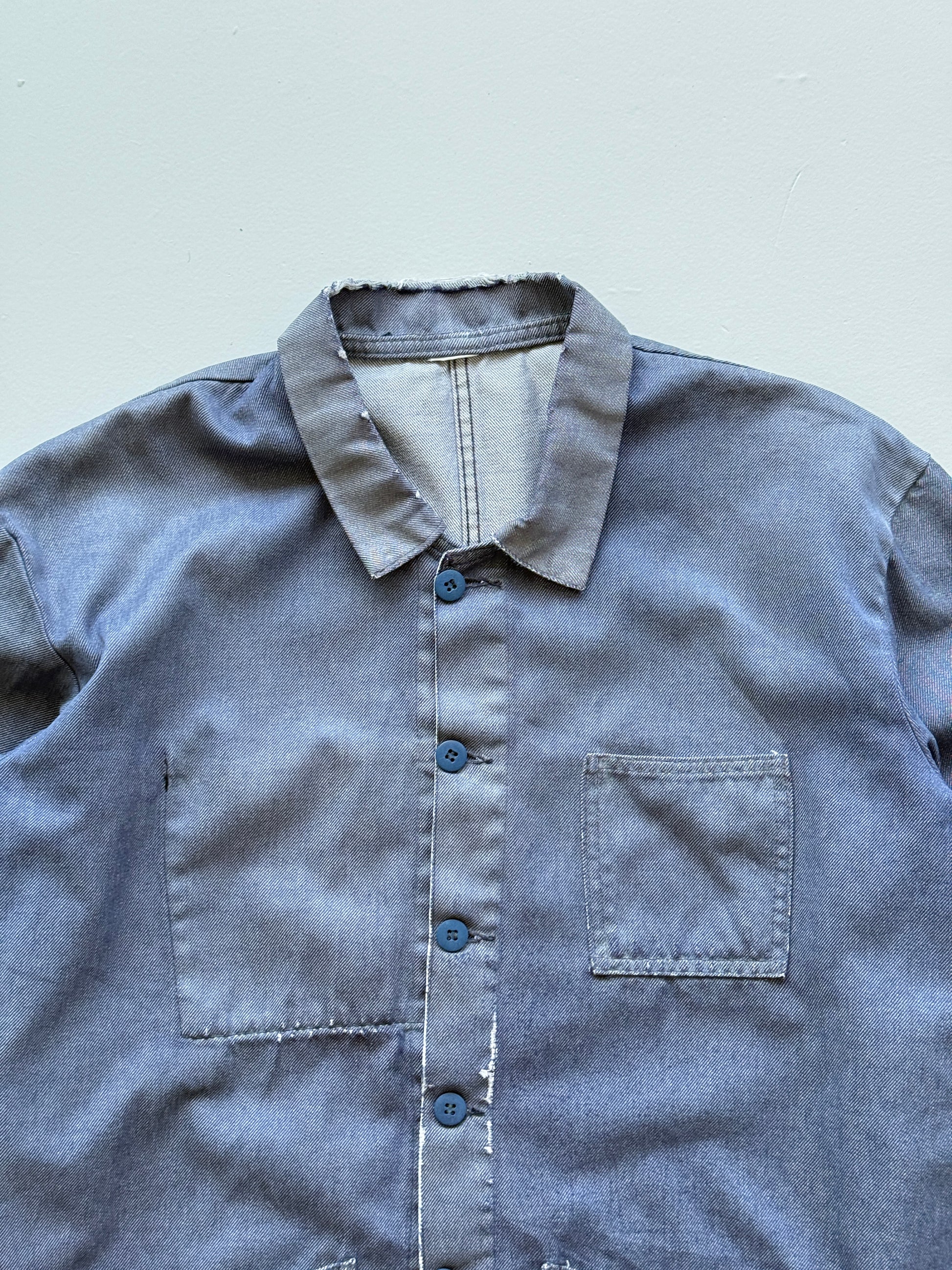 Faded Blue French Chore Jacket 80's Vintage Workwear CH324 - Boxy Medium