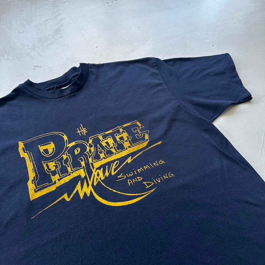 Navy Pirate University Vintage 80's T-shirt - XL