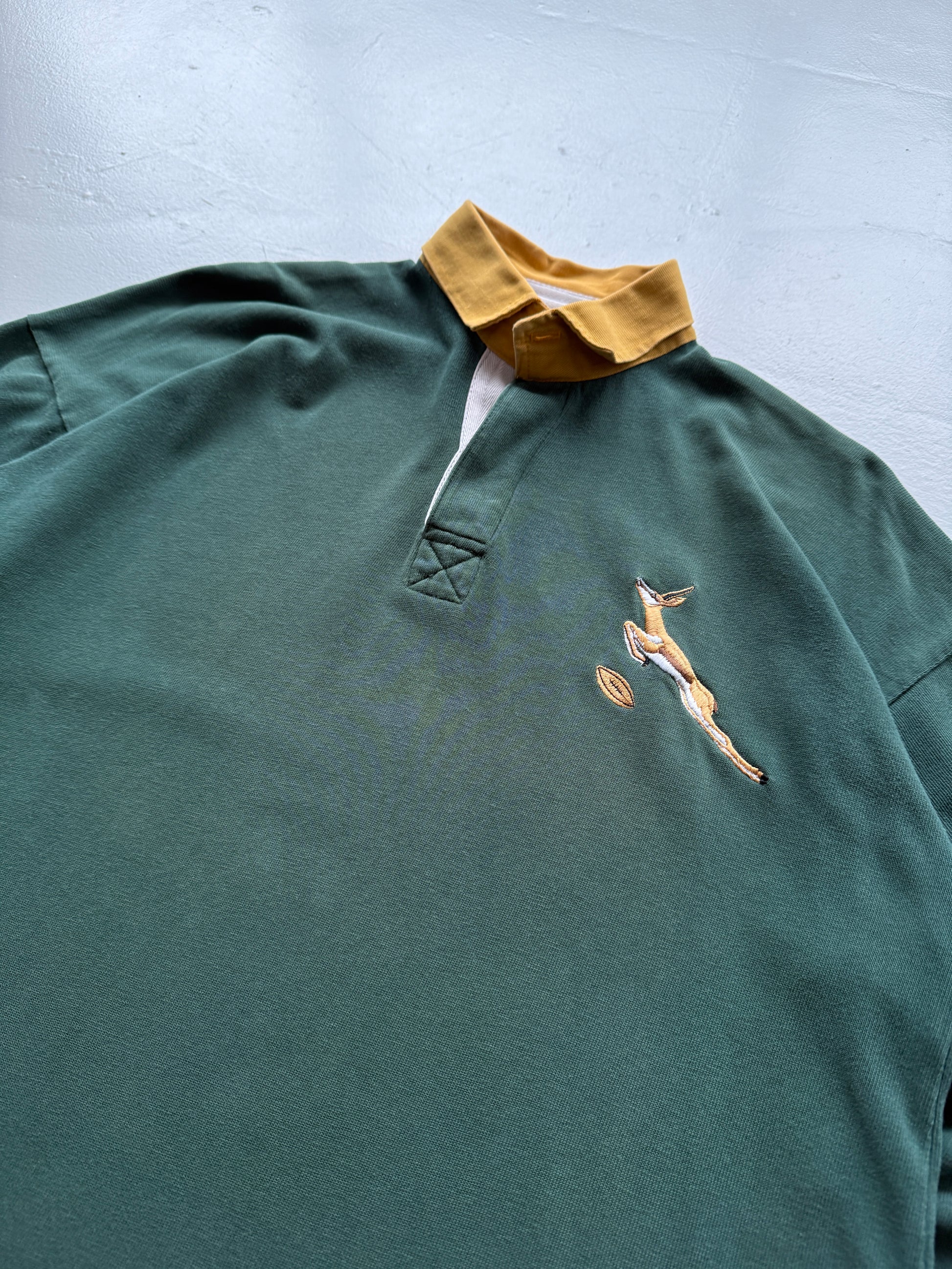 Green Spring Bocks 90's Vintage Long Sleeve Rugby Jersey Polo - Large