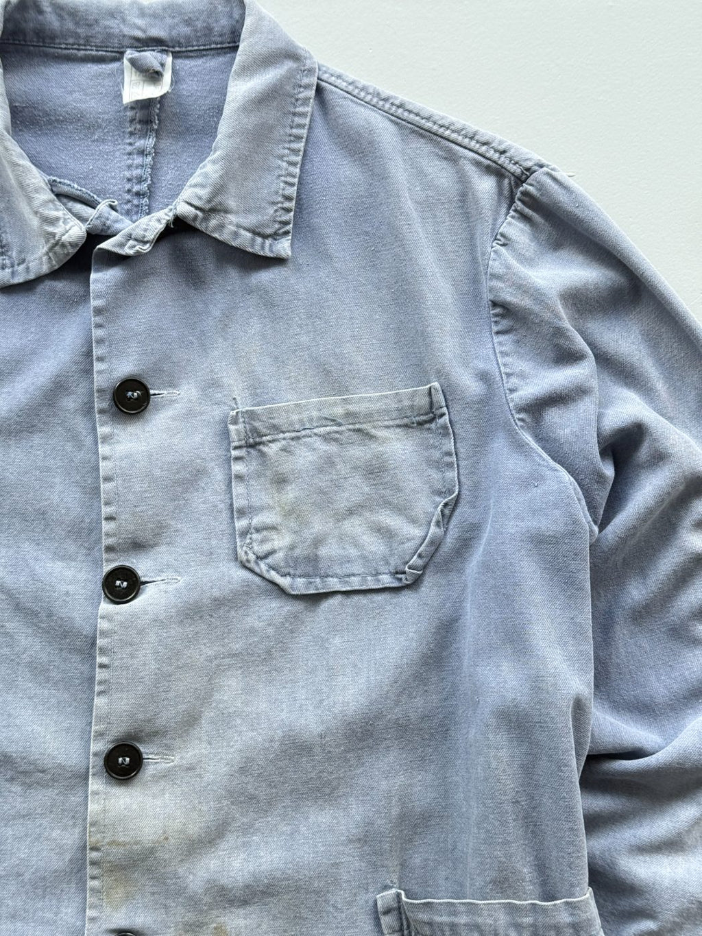 French Chore Vintage Faded Blue Cotton Work Jacket CH236 - Small