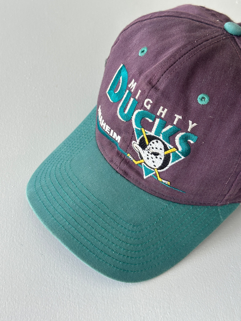 Purple / Teal Anaheim Mighty Ducks NHL 90's Vintage SnapBack Trucker Cap