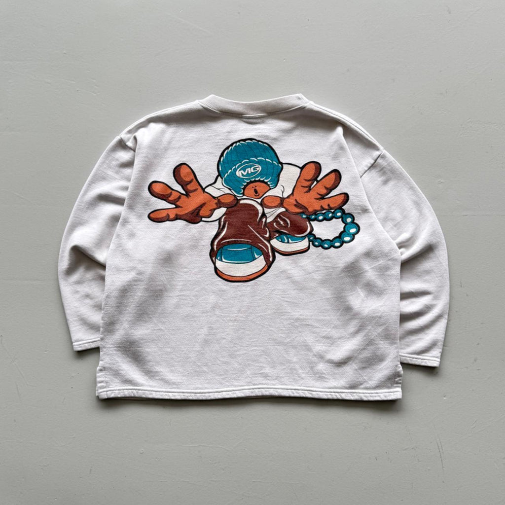 White Streetwear Magma 90’s Vintage Skate Style Sweatshirt - XS