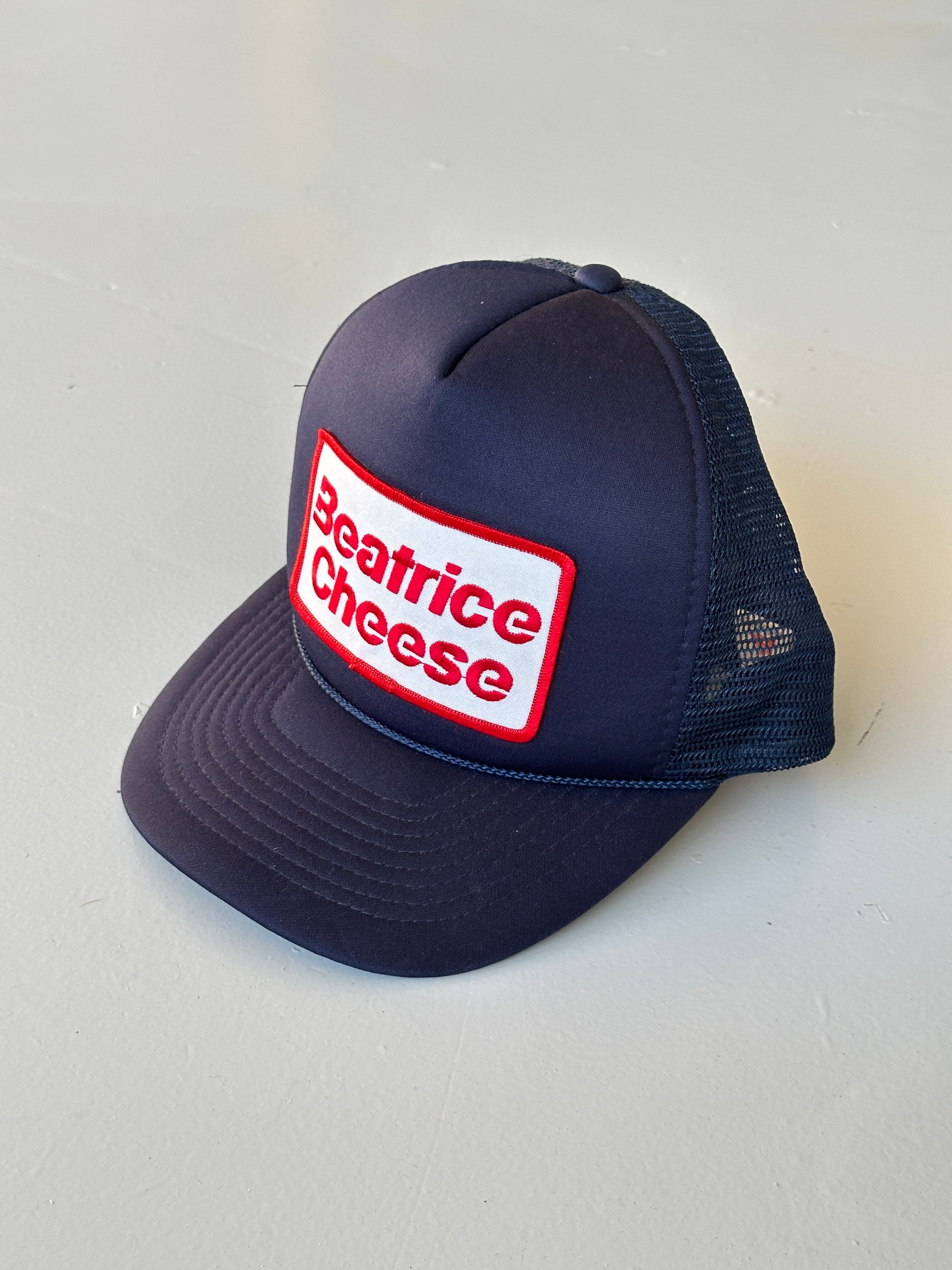 Navy Beatrice Cheese Vintage Foam & Mesh SnapBack Trucker Cap