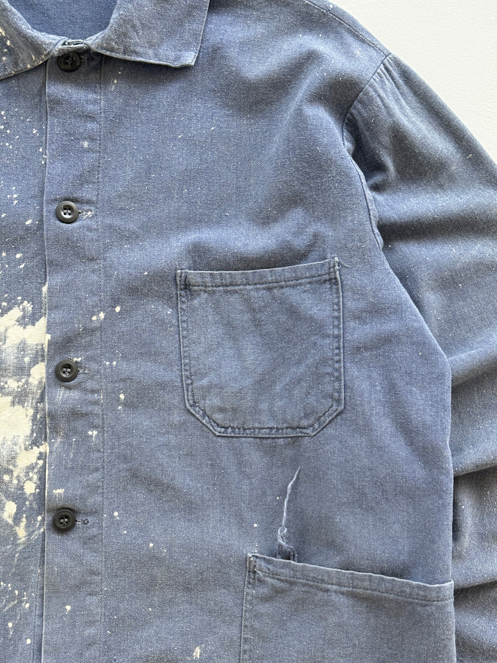 Thrashed Blue French Vintage Workwear Chore Jacket CH362 - Medium