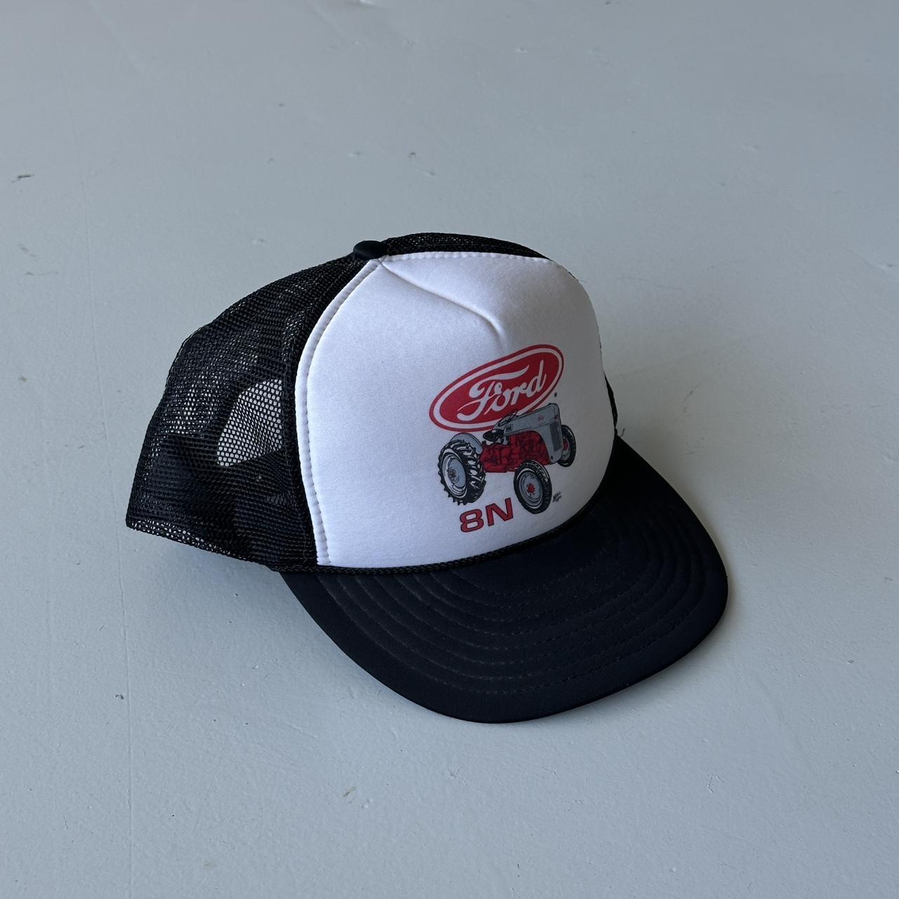 Black White Ford Tractor Vintage Foam & Mesh SnapBack Trucker Cap