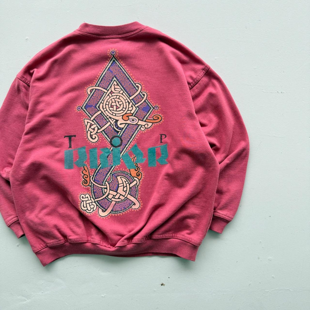 Pink Top Rider 80’s Vintage Tribal Graphic Surf Sweatshirt - Large