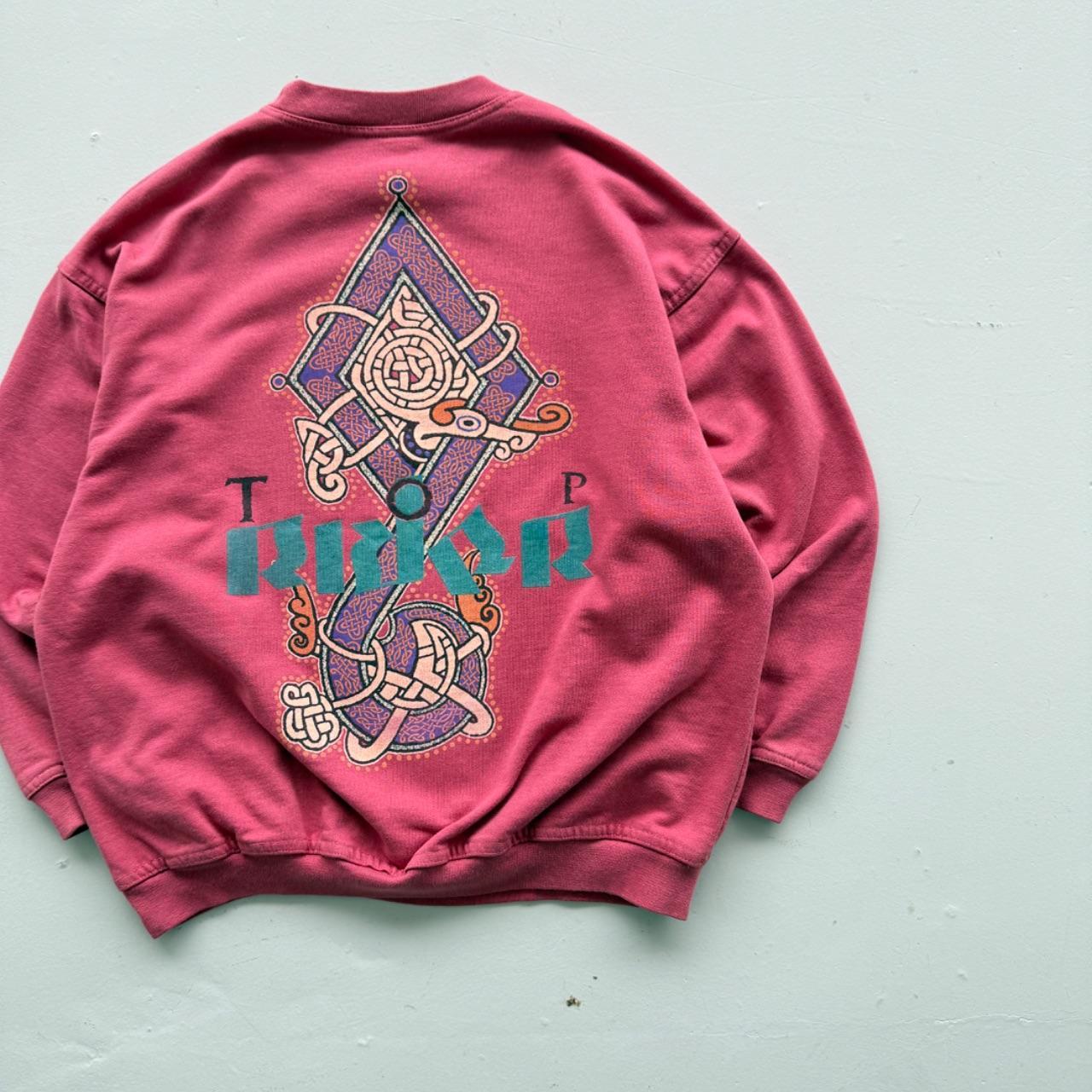 Pink Top Rider 80’s Vintage Tribal Graphic Surf Sweatshirt - Large