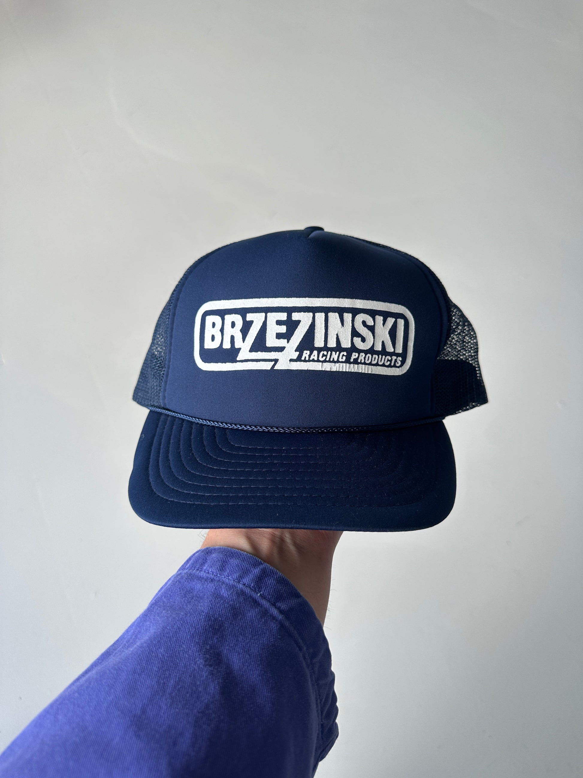 Navy Vintage SnapBack Trucker Cap Foam & Mesh Brzezinski Racing Products