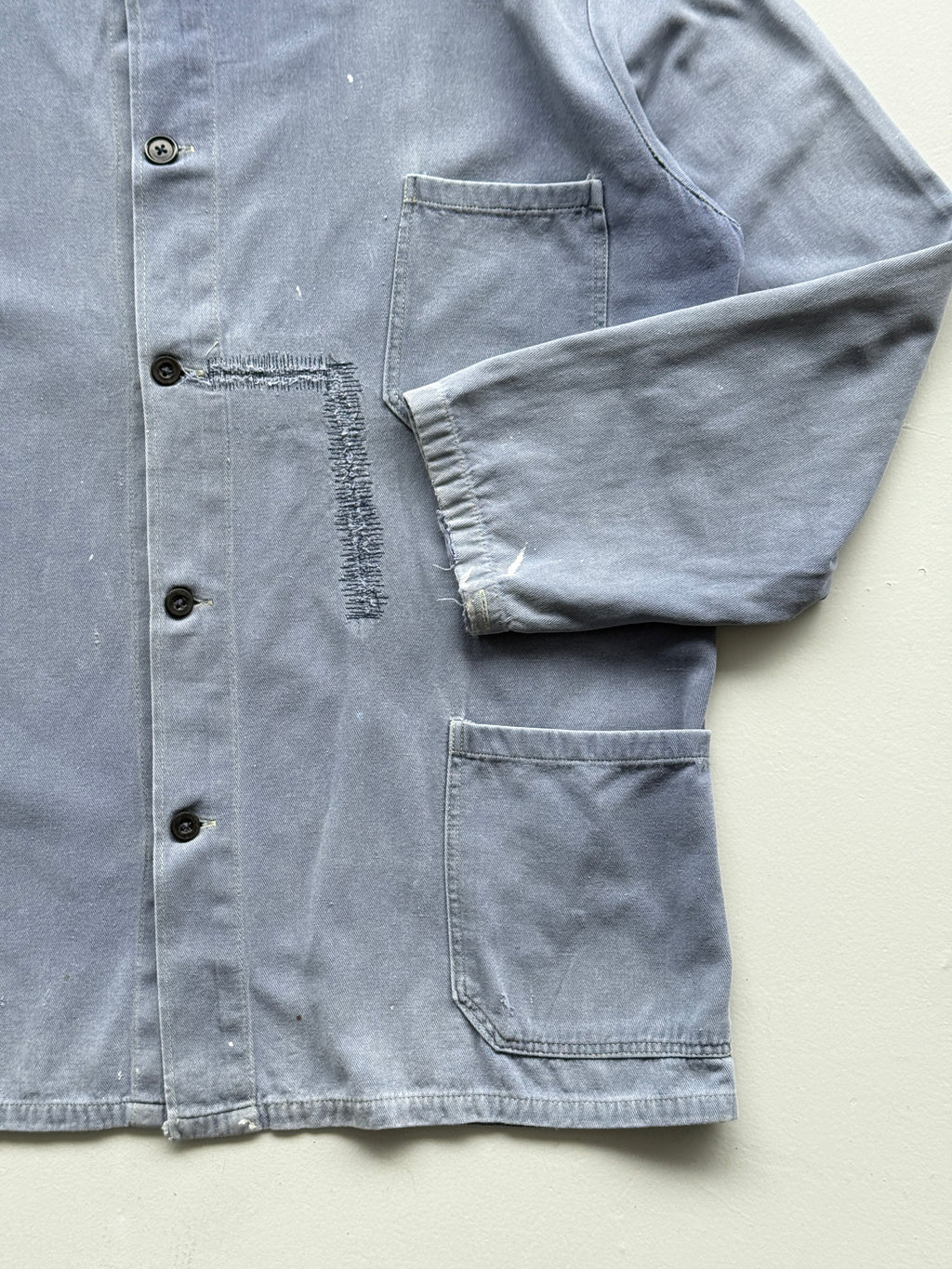 Faded Blue French Chore Jacket 80's Vintage Workwear CH225 - Large