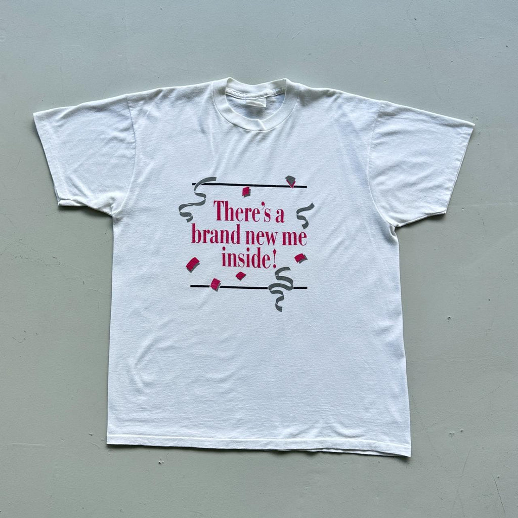 White Brand New Inside Me Slogan Vintage 90's T-shirt - XL