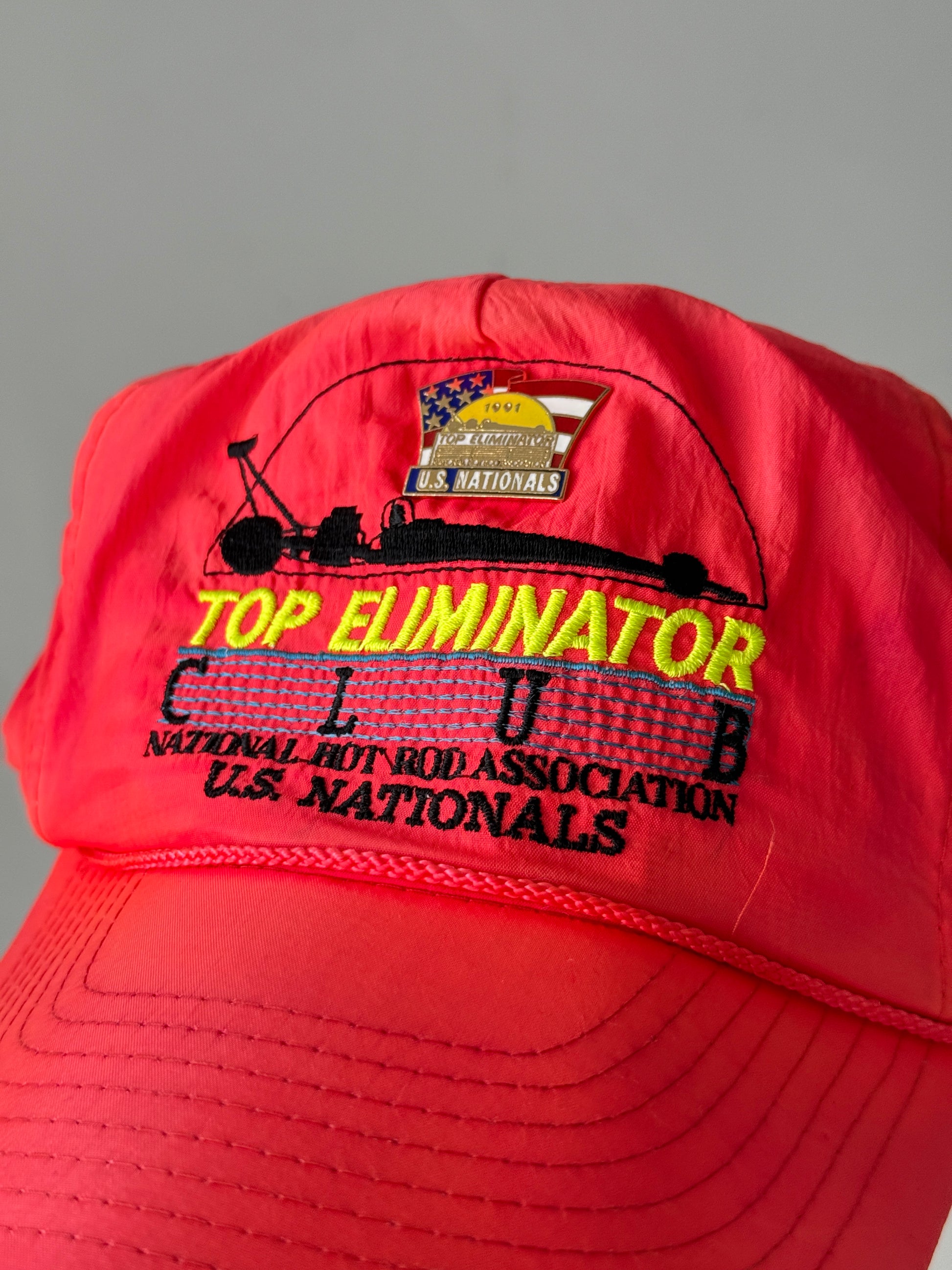 Neon Pink Hot Rod Association Vintage Nylon SnapBack Trucker Cap