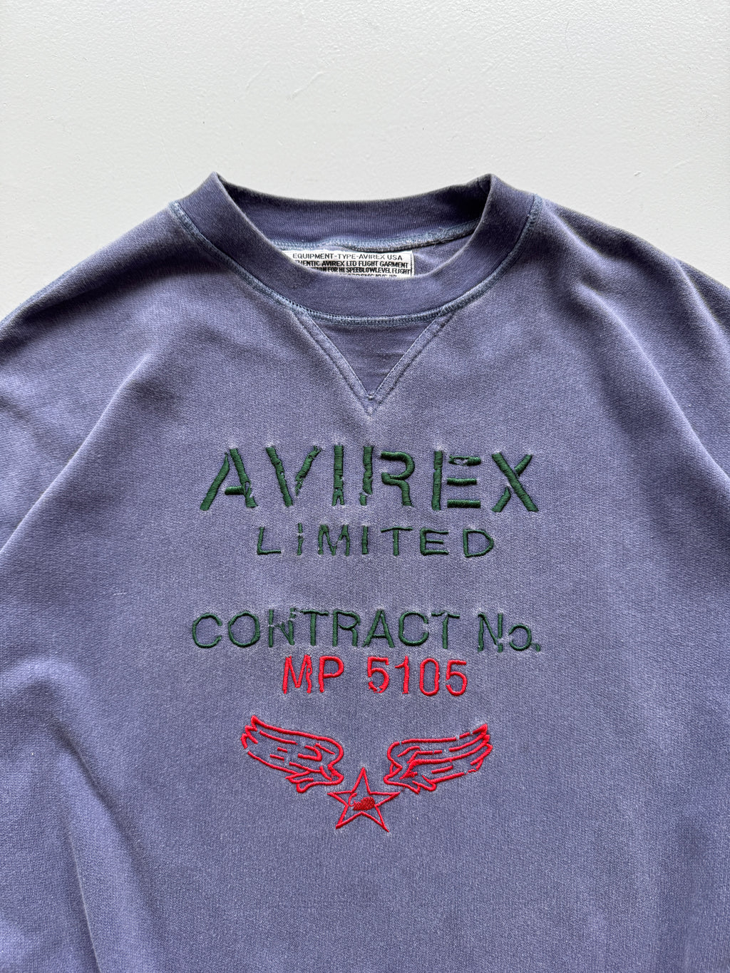 Light Blue / Purple Avirex 90's Vintage Graphic Sweatshirt Jumper - XL
