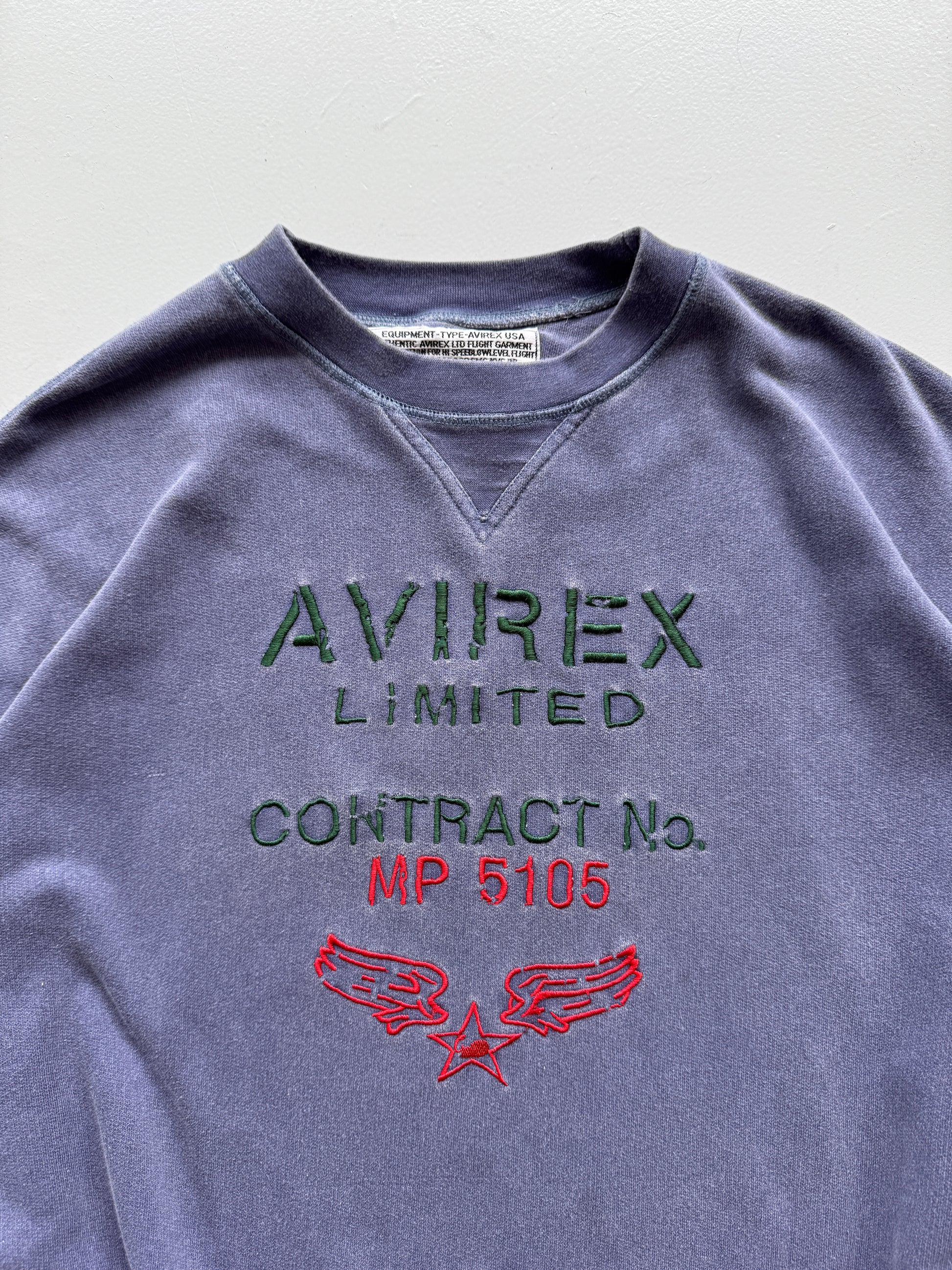 Light Blue / Purple Avirex 90's Vintage Graphic Sweatshirt Jumper - XL