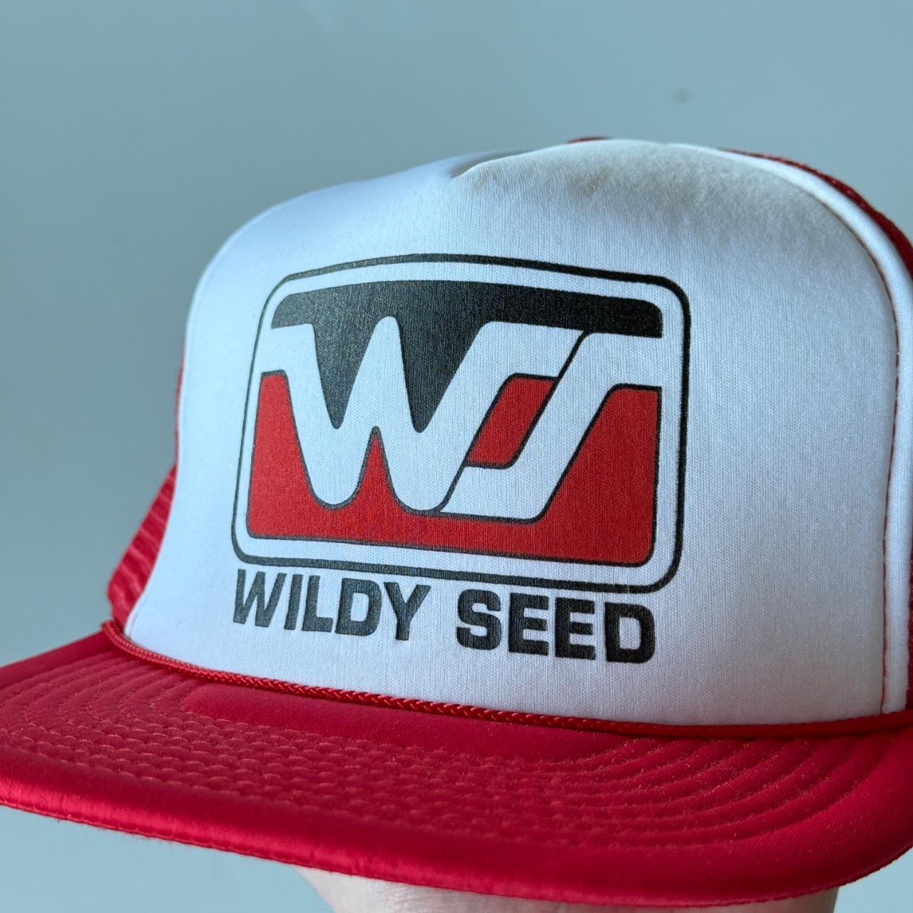 White / Red Wildy Seed Vintage Foam and Mesh SnapBack Trucker Cap