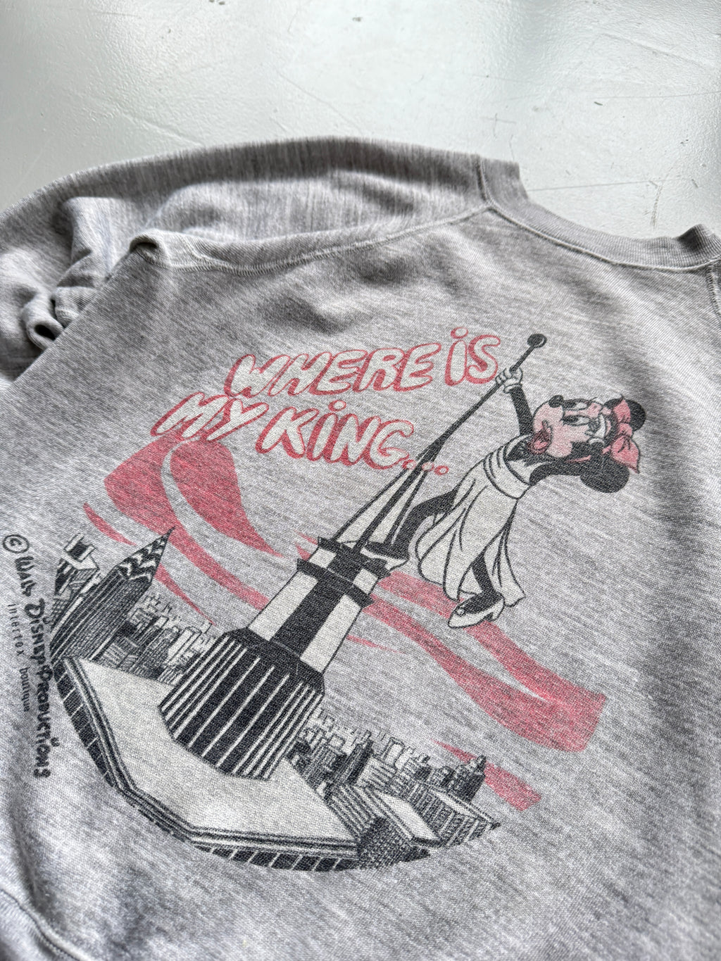 Grey Minnie Mouse 70's Vintage Disney Graphic Sweatshirt Jumper - Size 8