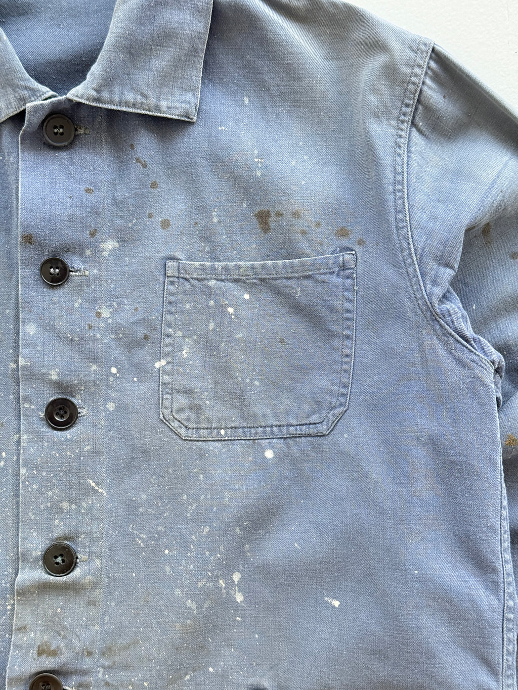 Thrashed Blue French Vintage Workwear Chore Jacket CH359 - Small