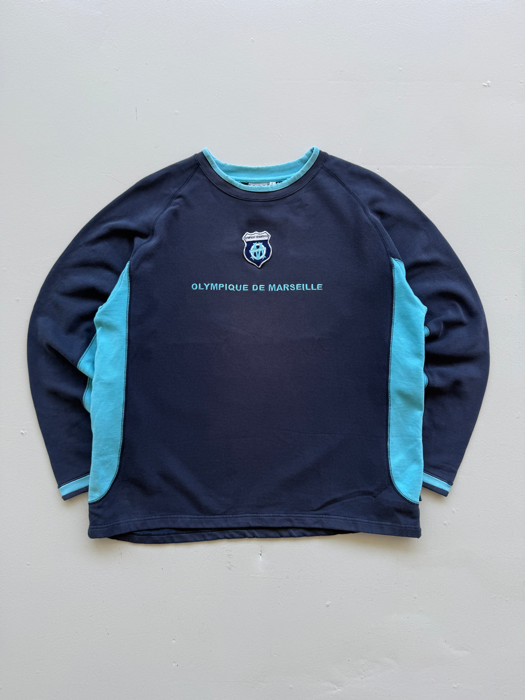 Navy Blue Olympique de Marseille 90's Vintage Football Sweatshirt - Medium