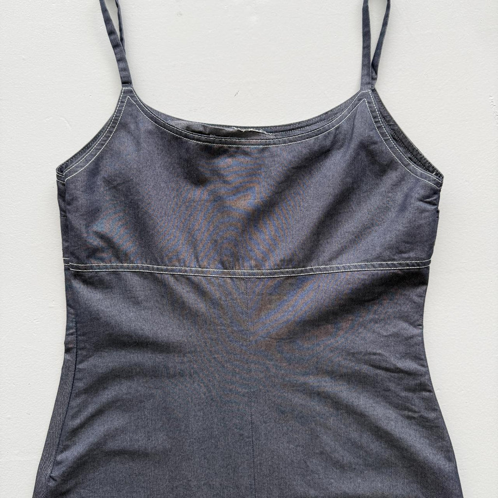 Women's Black / Dark Navy Denim Spaghetti Strap Mini Dress - Size 8