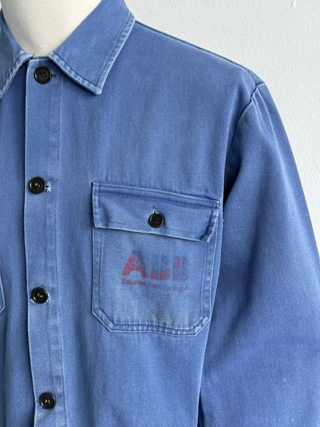Blue French 1960s Vintage Cropped Workwear Chore Jacket CH491 - XS/S