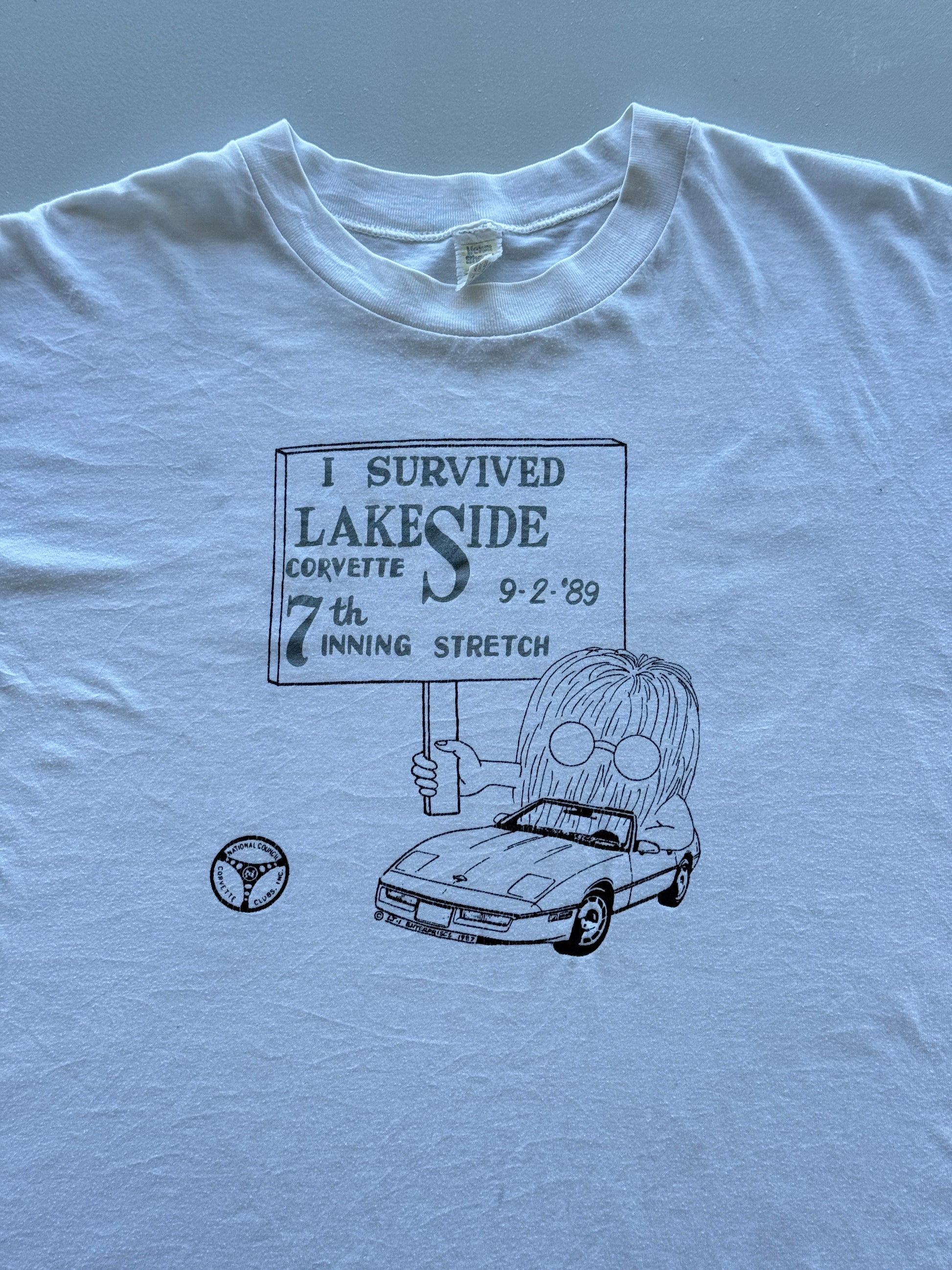 Lakeside Corvette 1989 Vintage Single Stitch Cartoon T-Shirt - XL