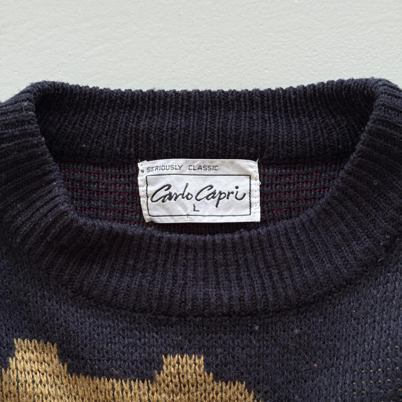 Navy 90s Vintage Knitted Outdoors Hang Gliding Sweatshirt - Large