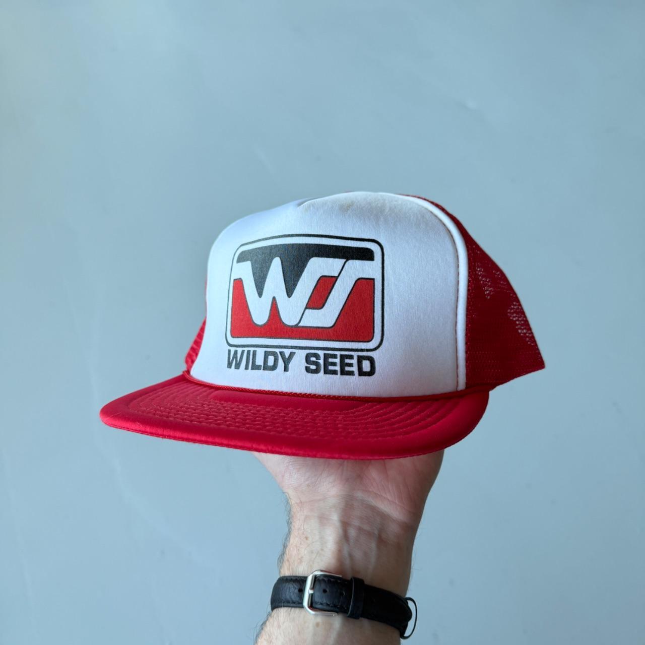 White / Red Wildy Seed Vintage Foam and Mesh SnapBack Trucker Cap