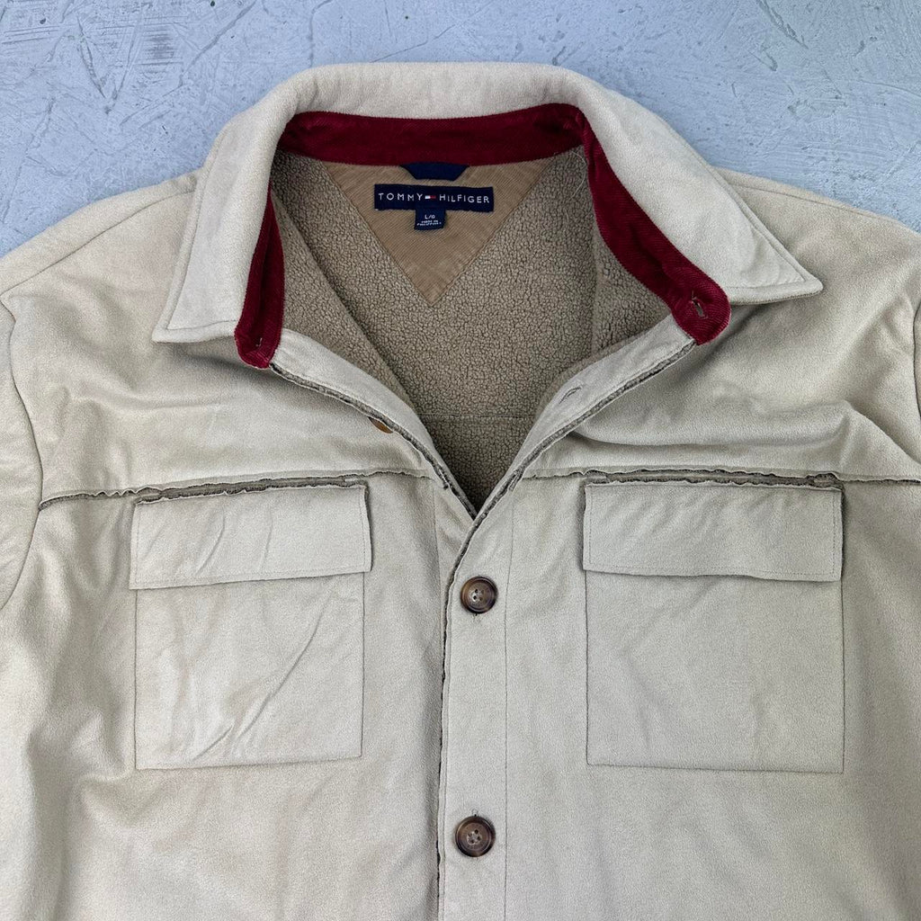 Tommy Hilfiger Suede and Sherpa Cream vintage Shirt - Large