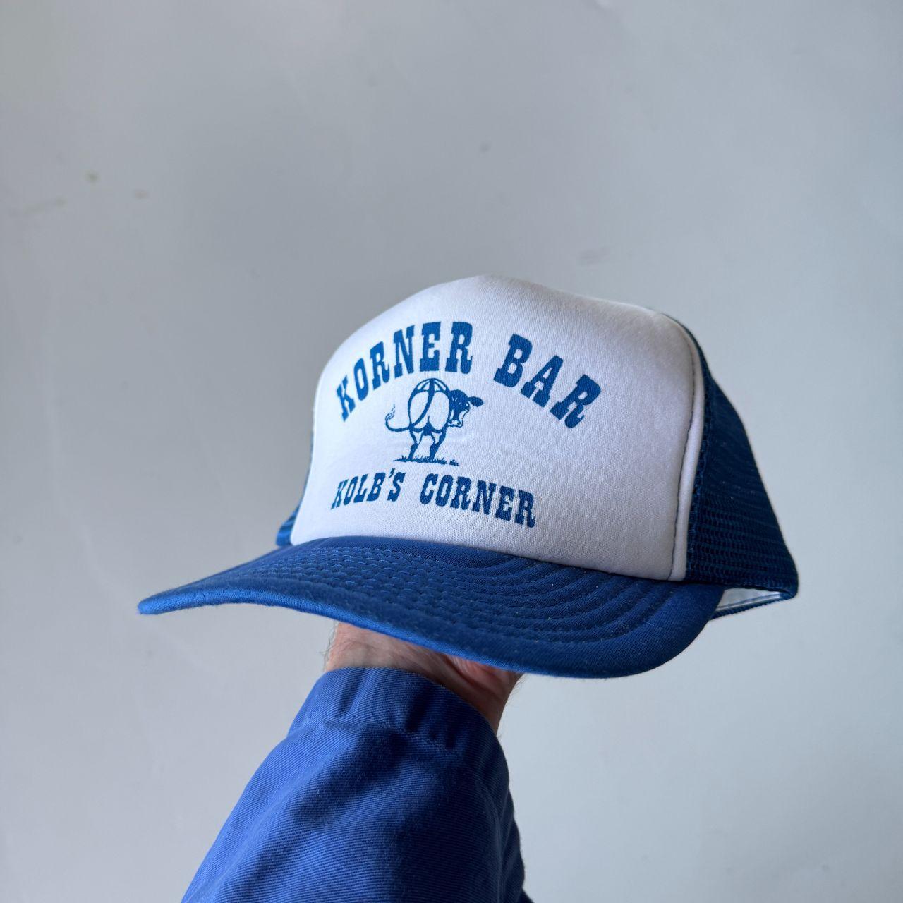Blue and White Korner Bar Vintage Foam and Mesh SnapBack Trucker Cap