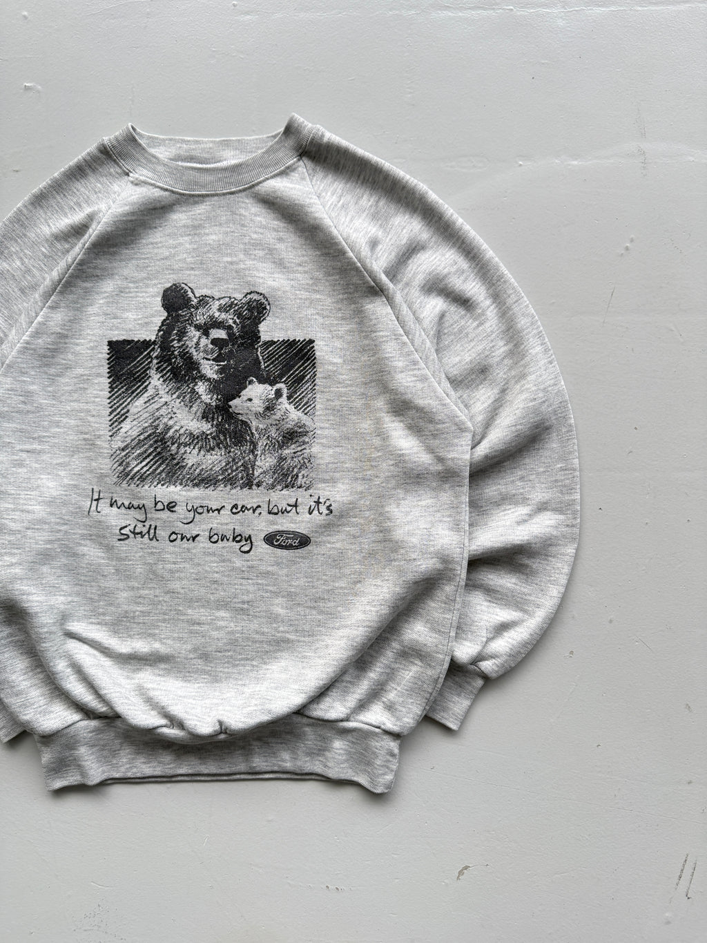 Grey Ford 90's Vintage Graphic Slogan Sweatshirt Jumper - Small