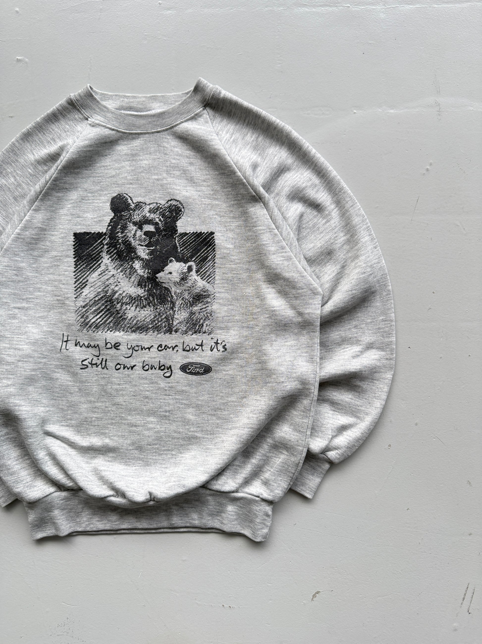 Grey Ford 90's Vintage Graphic Slogan Sweatshirt Jumper - Small