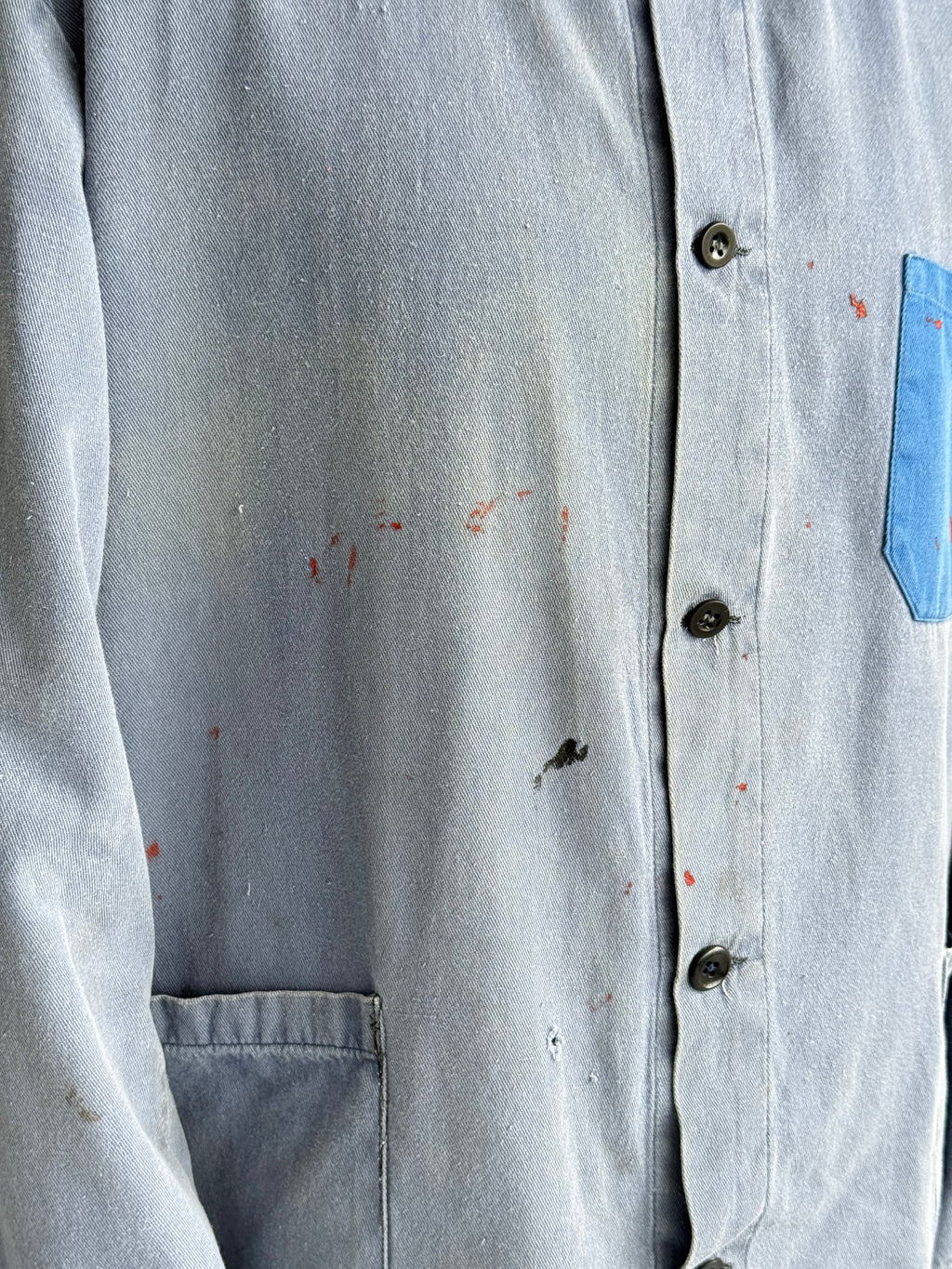 Faded Blue Auto B.O.A.T. French 1960s Vintage Workwear Chore Jacket CH396 - Larg