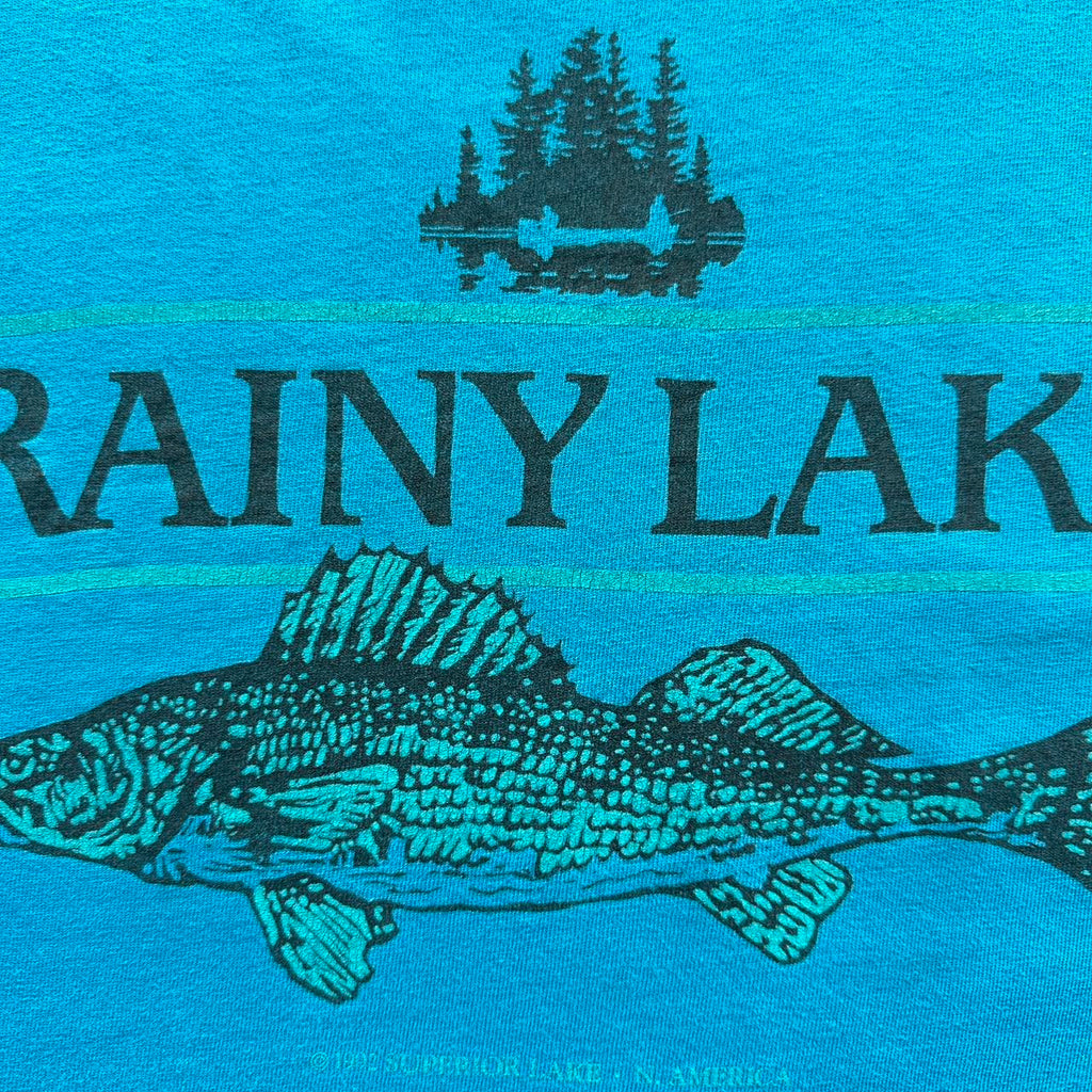Blue Rainy Lake Vintage 90s T-shirt - Medium