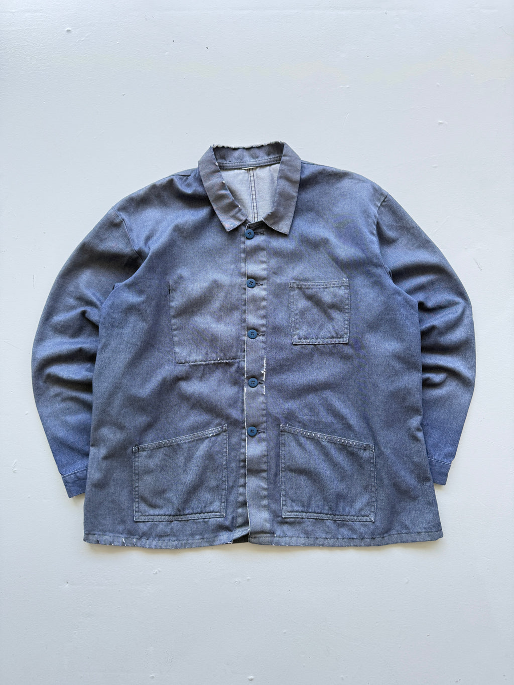 Faded Blue French Chore Jacket 80's Vintage Workwear CH324 - Boxy Medium