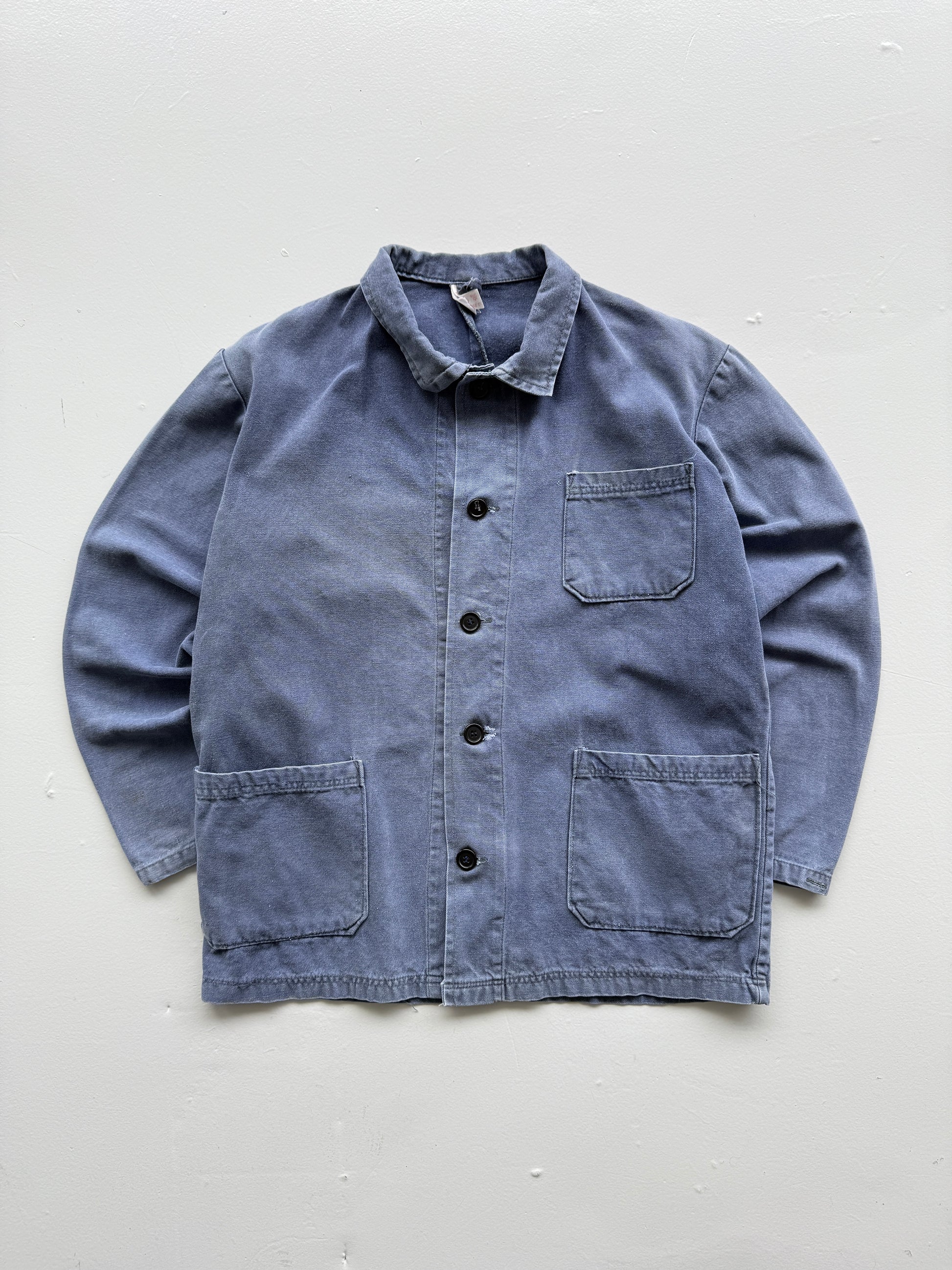Faded Blue French Chore Jacket 80's Vintage Workwear CH216 - Medium