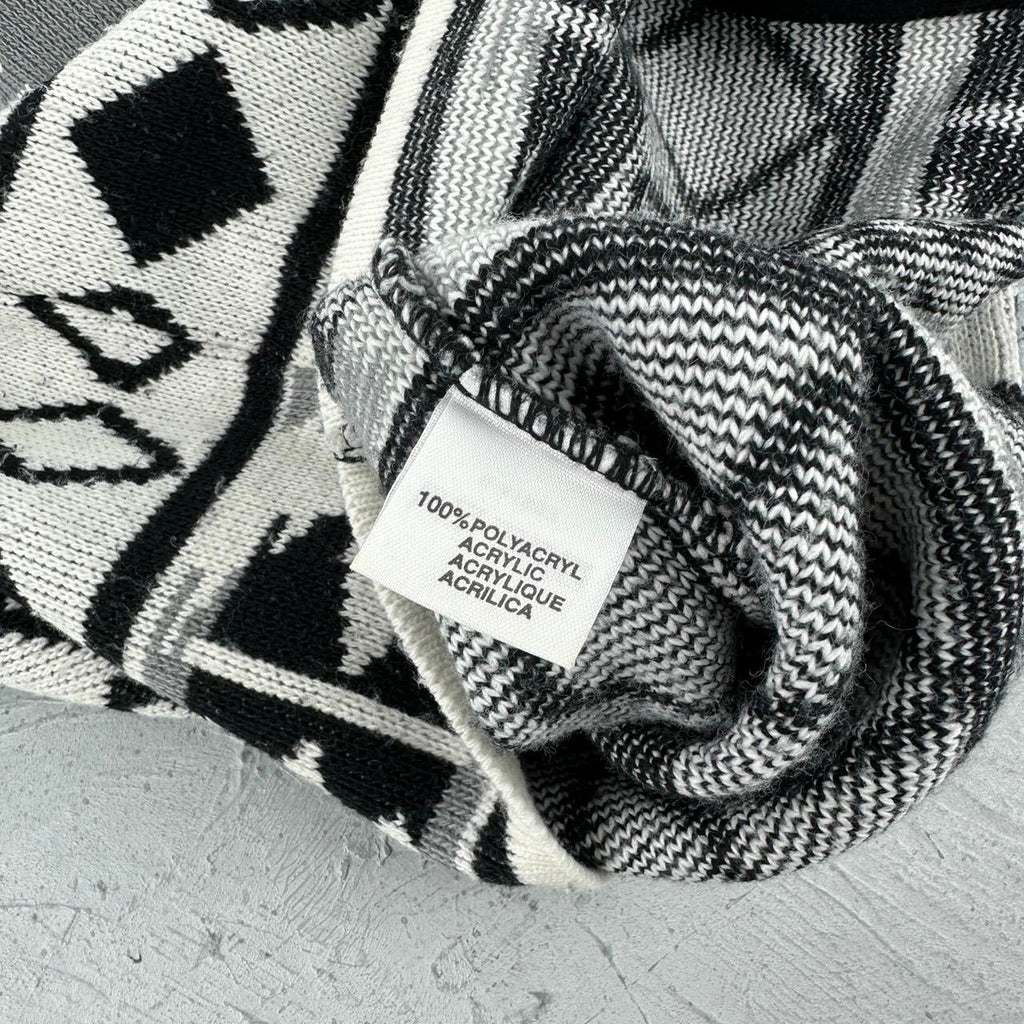 White Knitted Patterned Vintage 90s Sweater Vest - Large