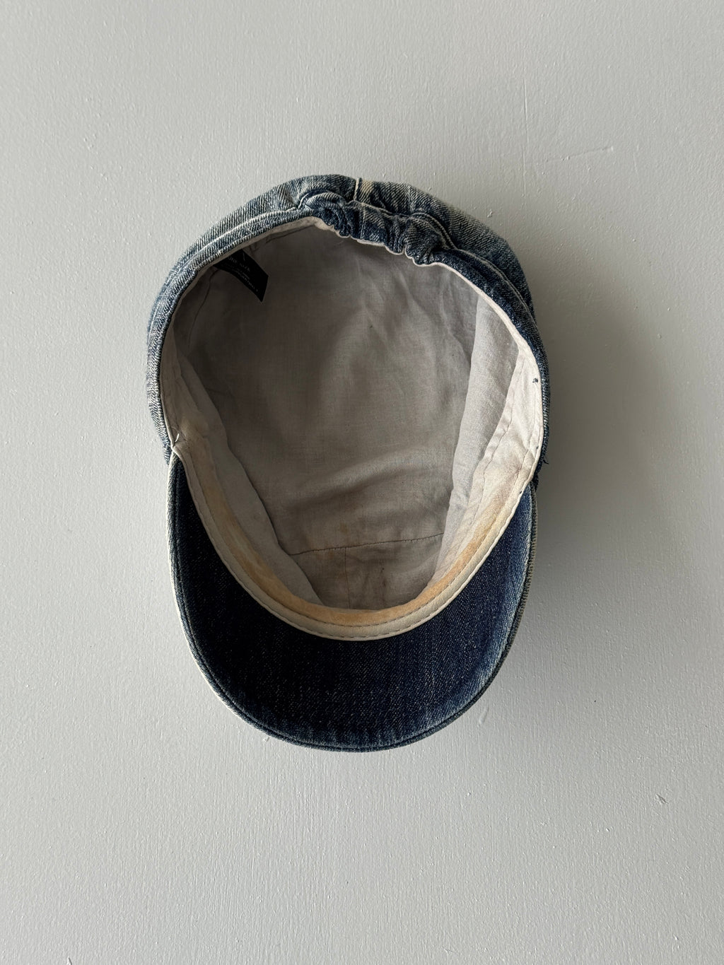 Denim Floral Distressed Y2K Cadet Cap Military Style 00's Grunge Aesthetic