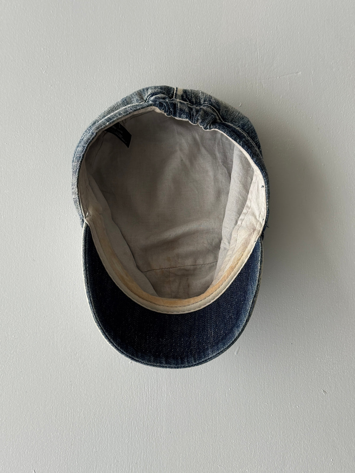 Denim Floral Distressed Y2K Cadet Cap Military Style 00's Grunge Aesthetic