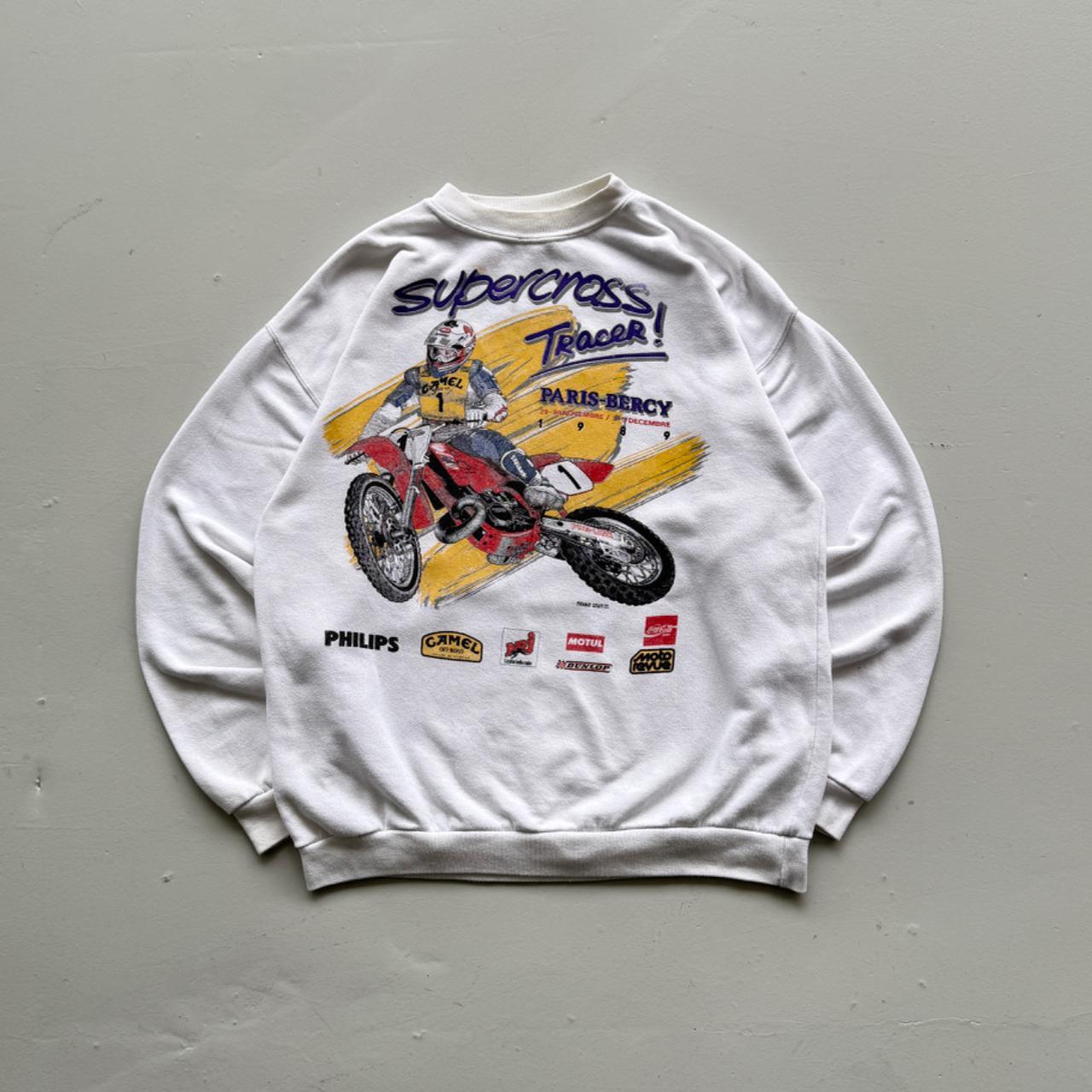White Supercross Camel 90s Vintage Graphic Sweatershirt - Large