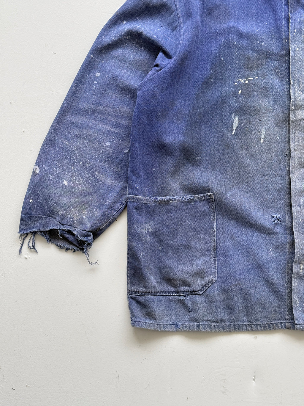 Thrashed Blue French Vintage Workwear Chore Jacket CH371 - XL
