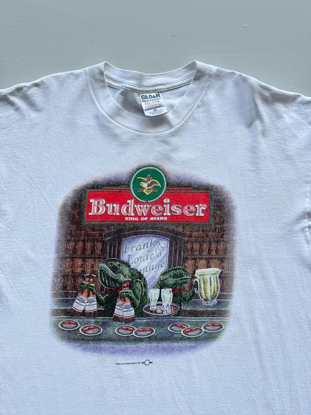 Budweiser King of Beers Frog Graphic 90's Vintage T-Shirt - XL
