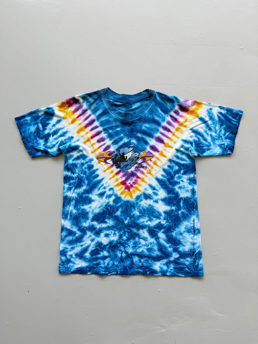 Blue Tye-dye Surfer 90's Vintage Single Stitch Graphic T-Shirt - Medium